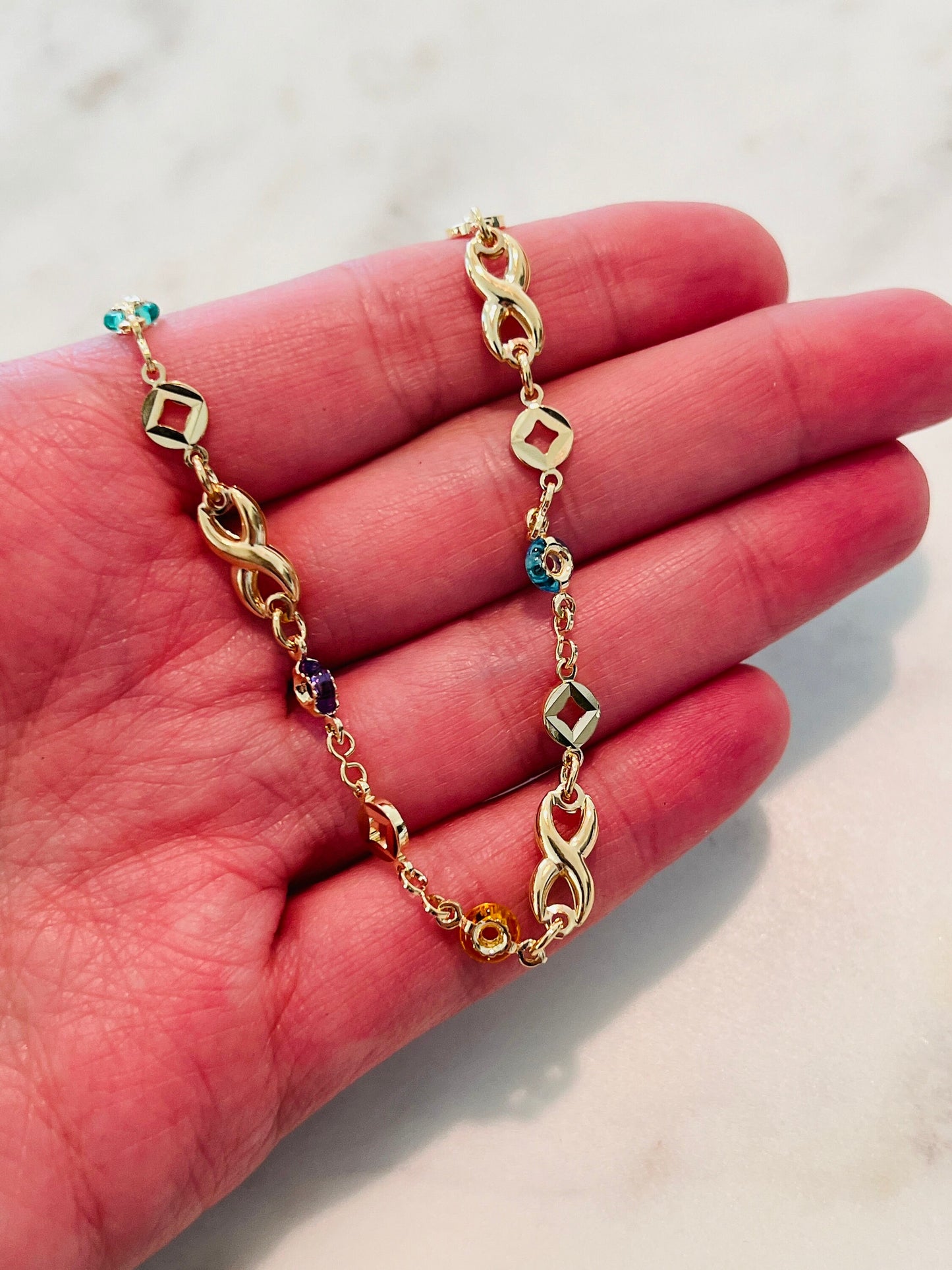 Gold Filled Gemstone Infinity Bracelet