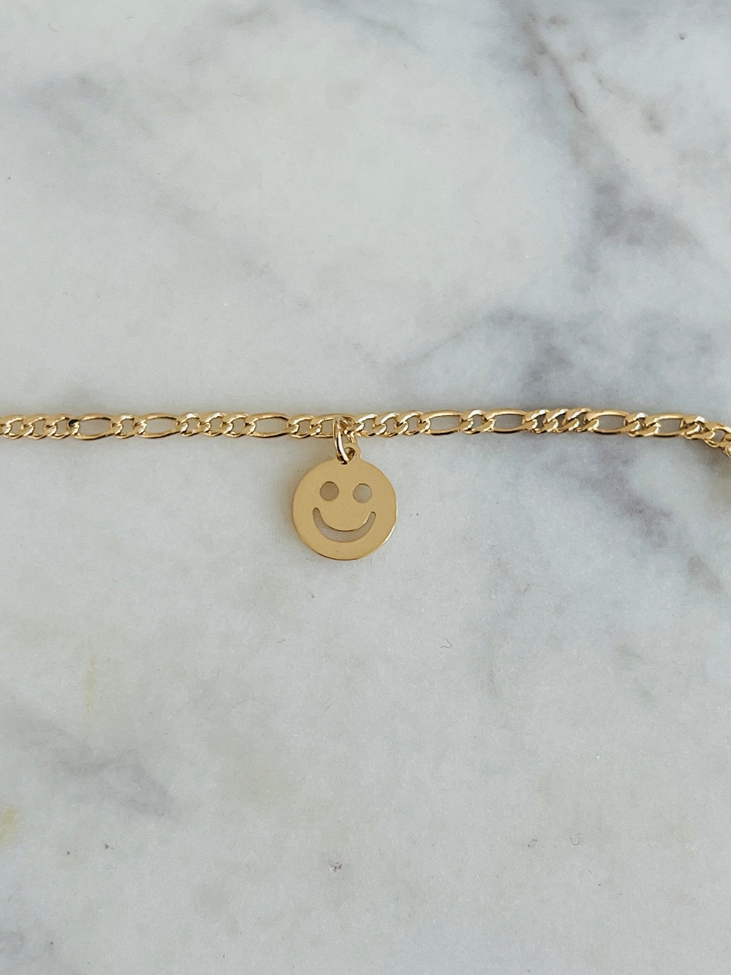 Gold Filled Smiley Figaro Bracelet