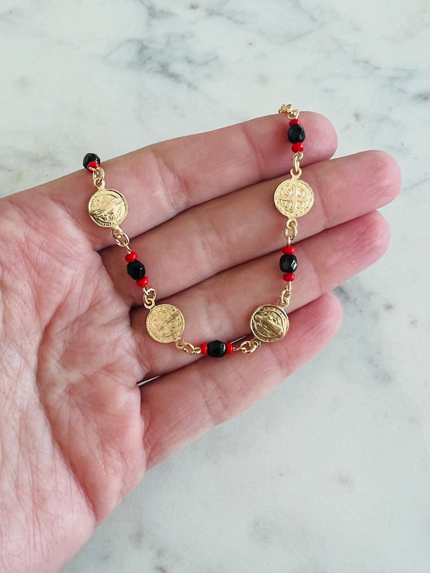 Gold Filled Saint Benedict Charm Bracelet