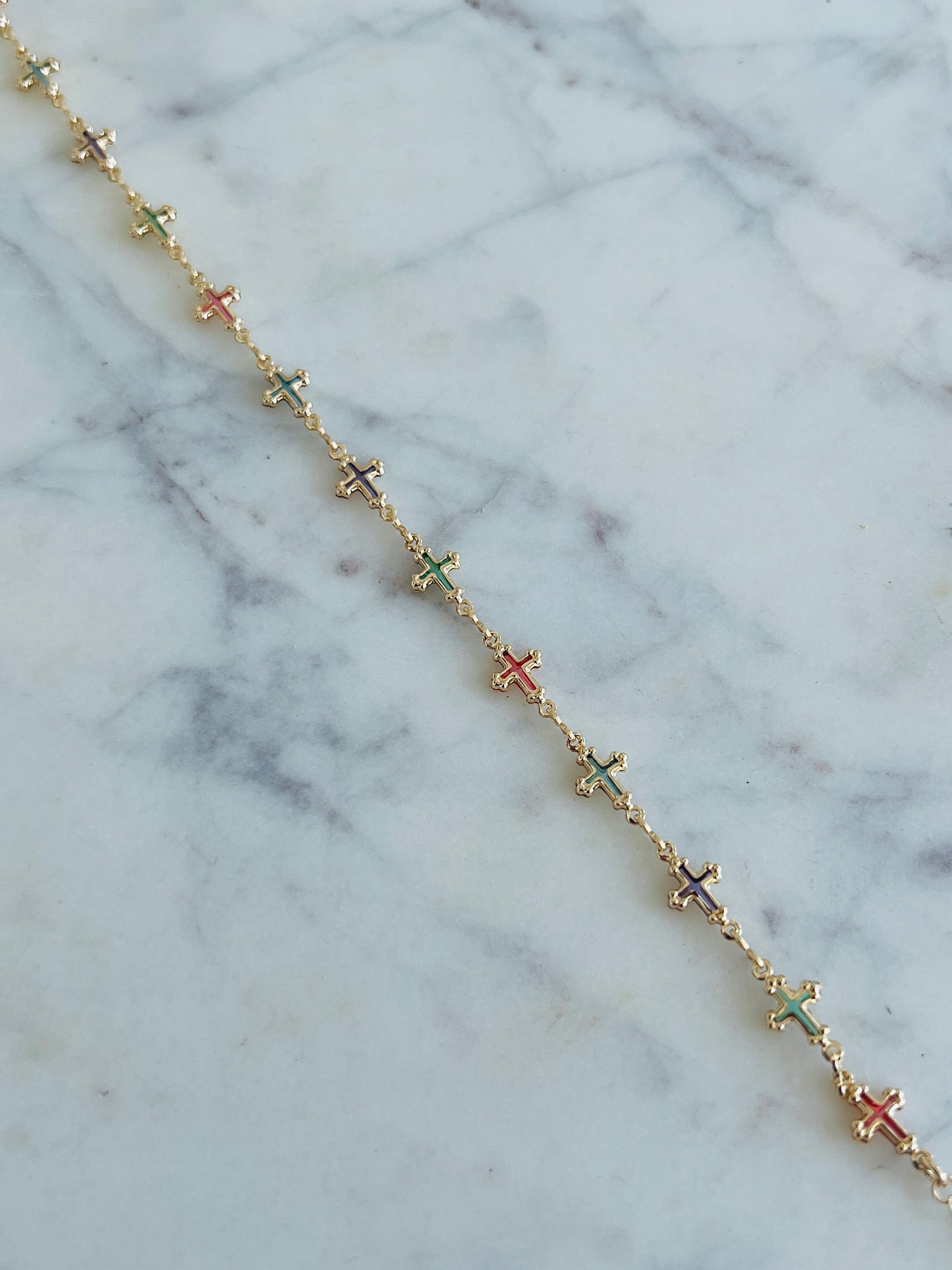 Gold Filled Gemstone Cross Anklet