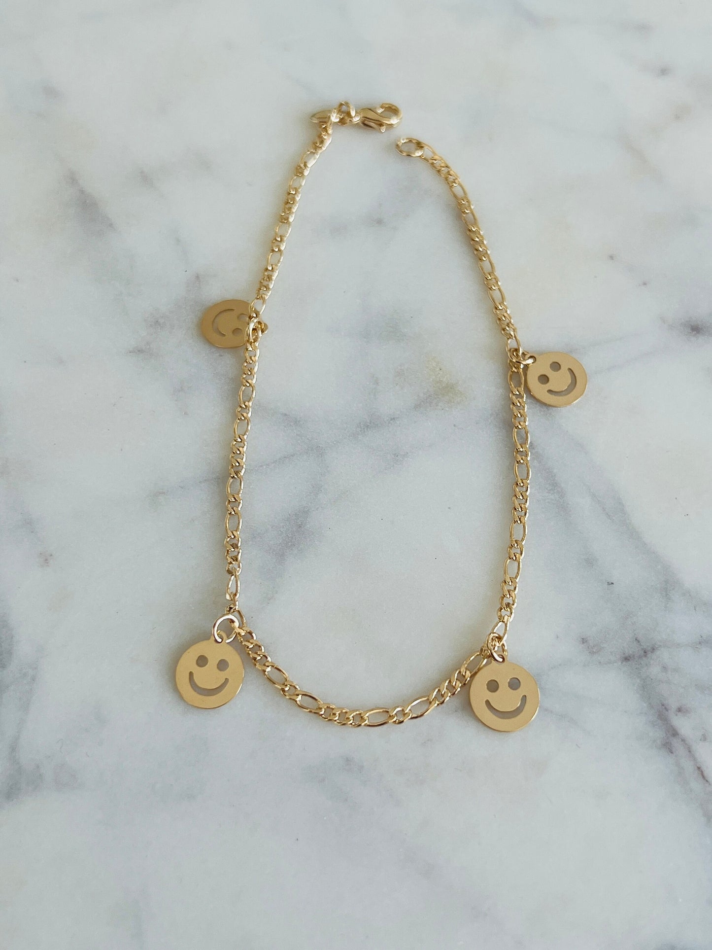 Gold Filled Smiley Figaro Bracelet