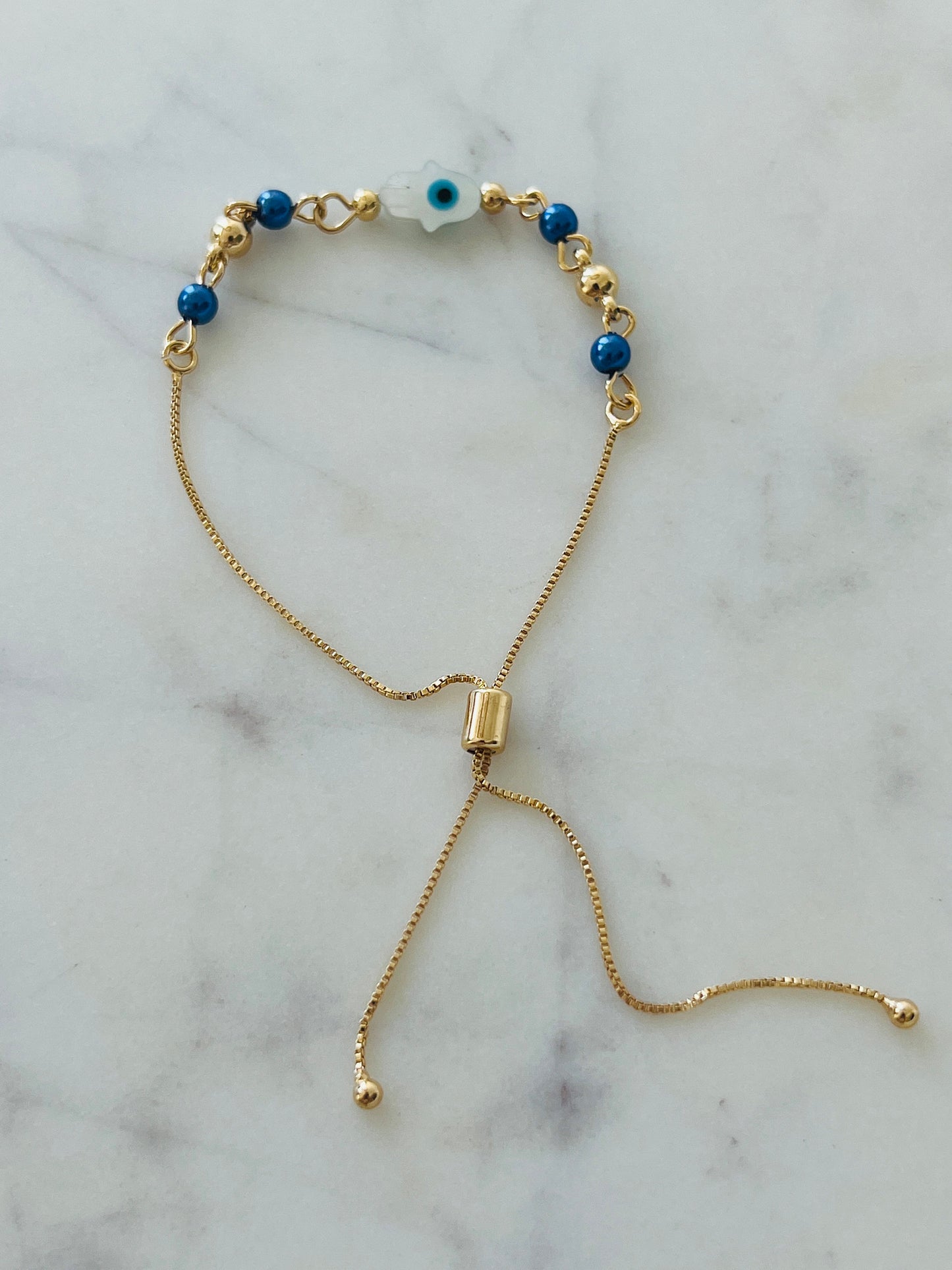 Gold Filled Hamsa Adjustable Bracelet