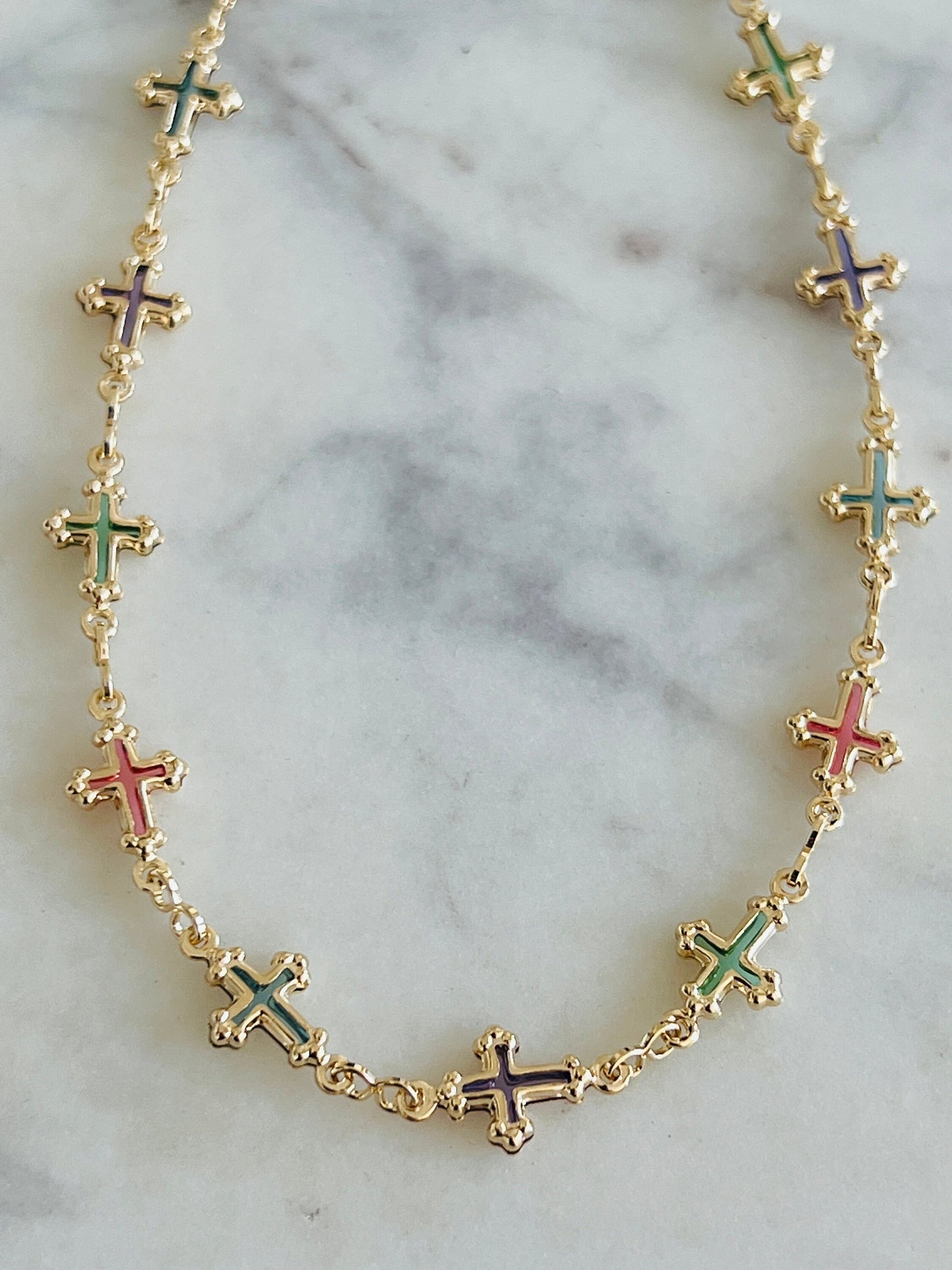 Gold Filled Gemstone Cross Anklet