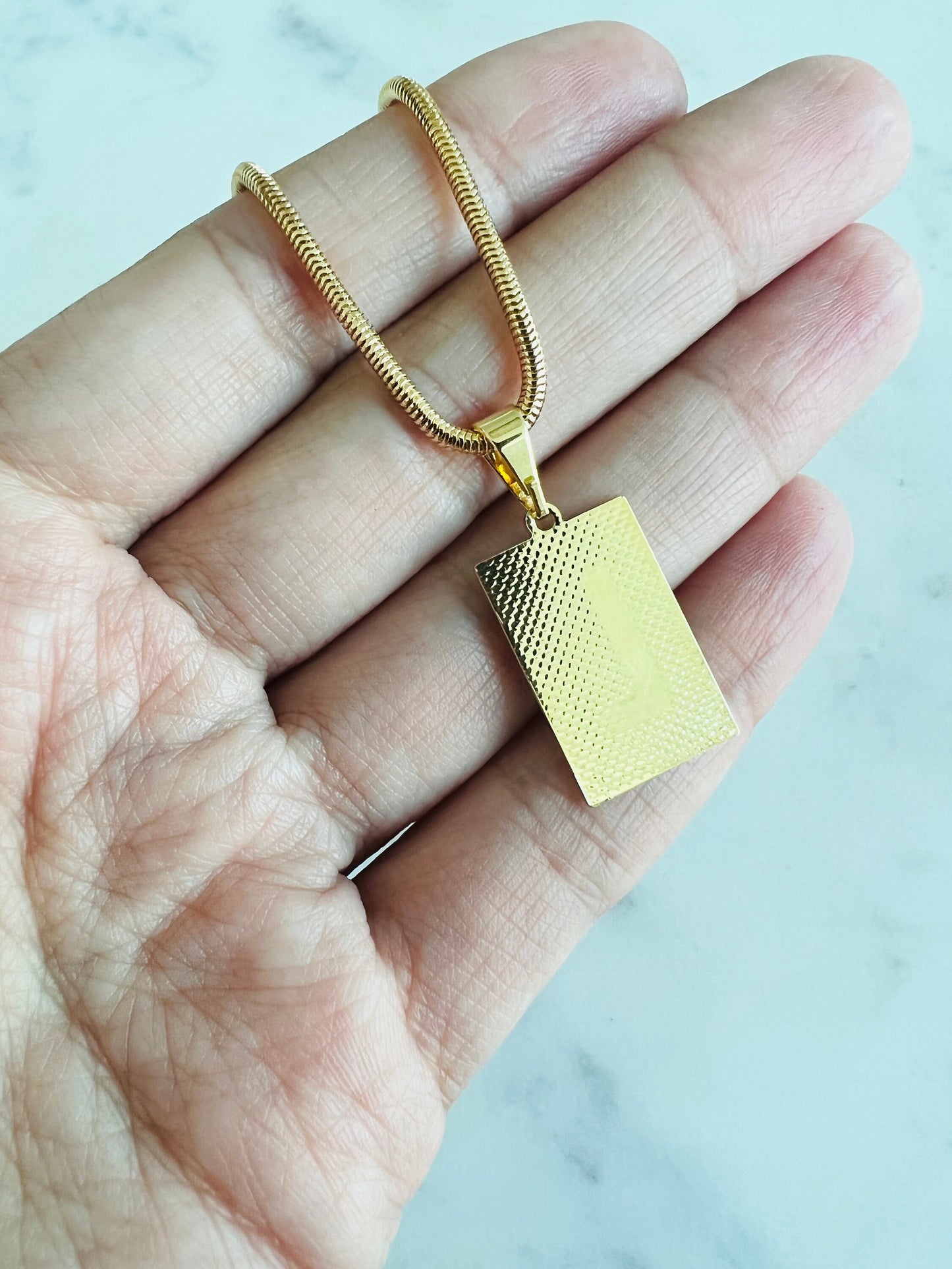 Gold Filled Block Initial Snake Necklace