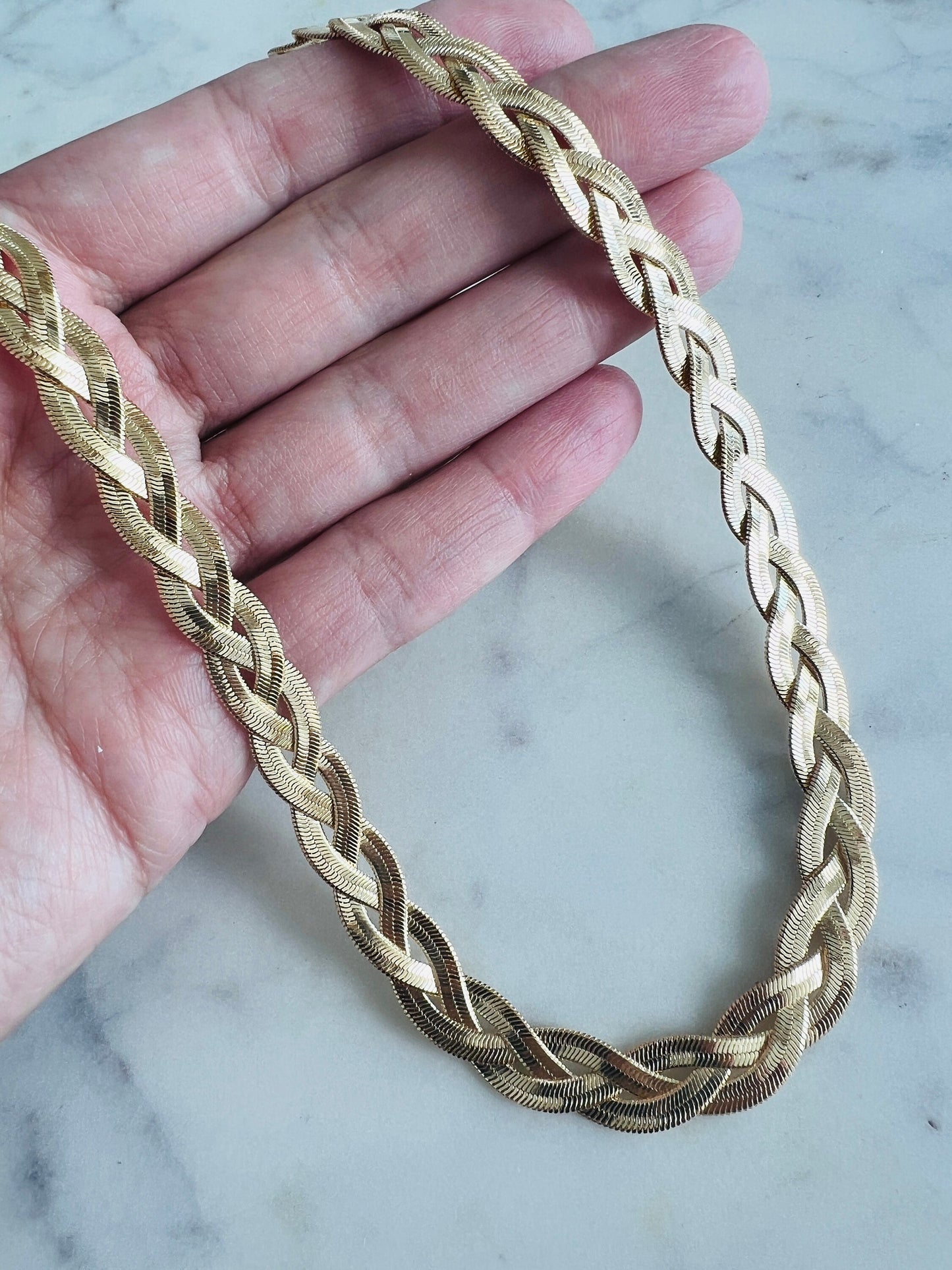 Gold Filled 7mm Woven Herringbone Necklace