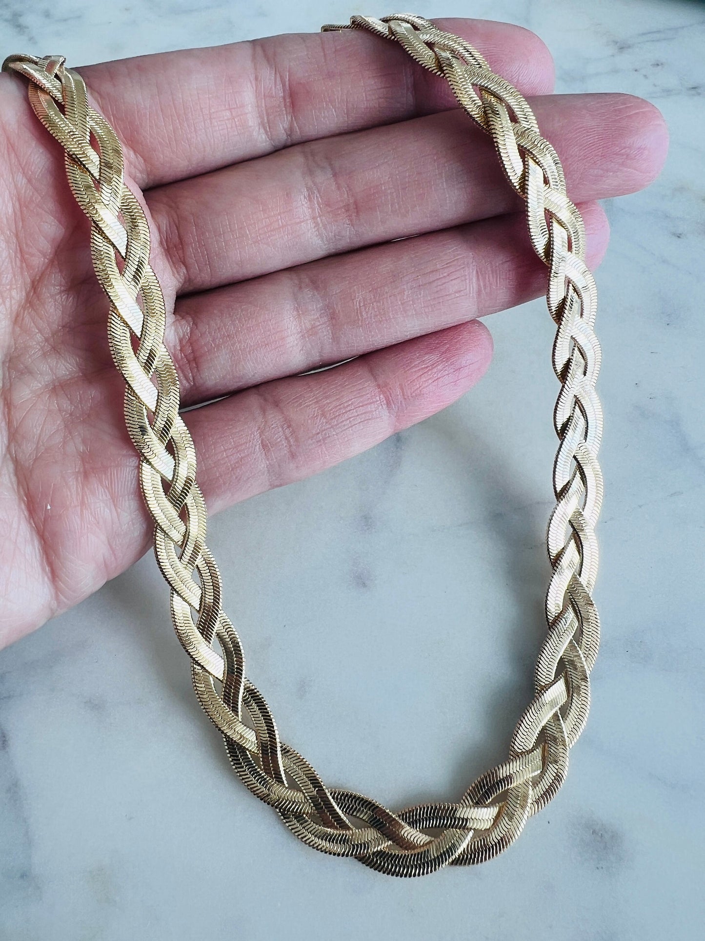 Gold Filled 7mm Woven Herringbone Necklace