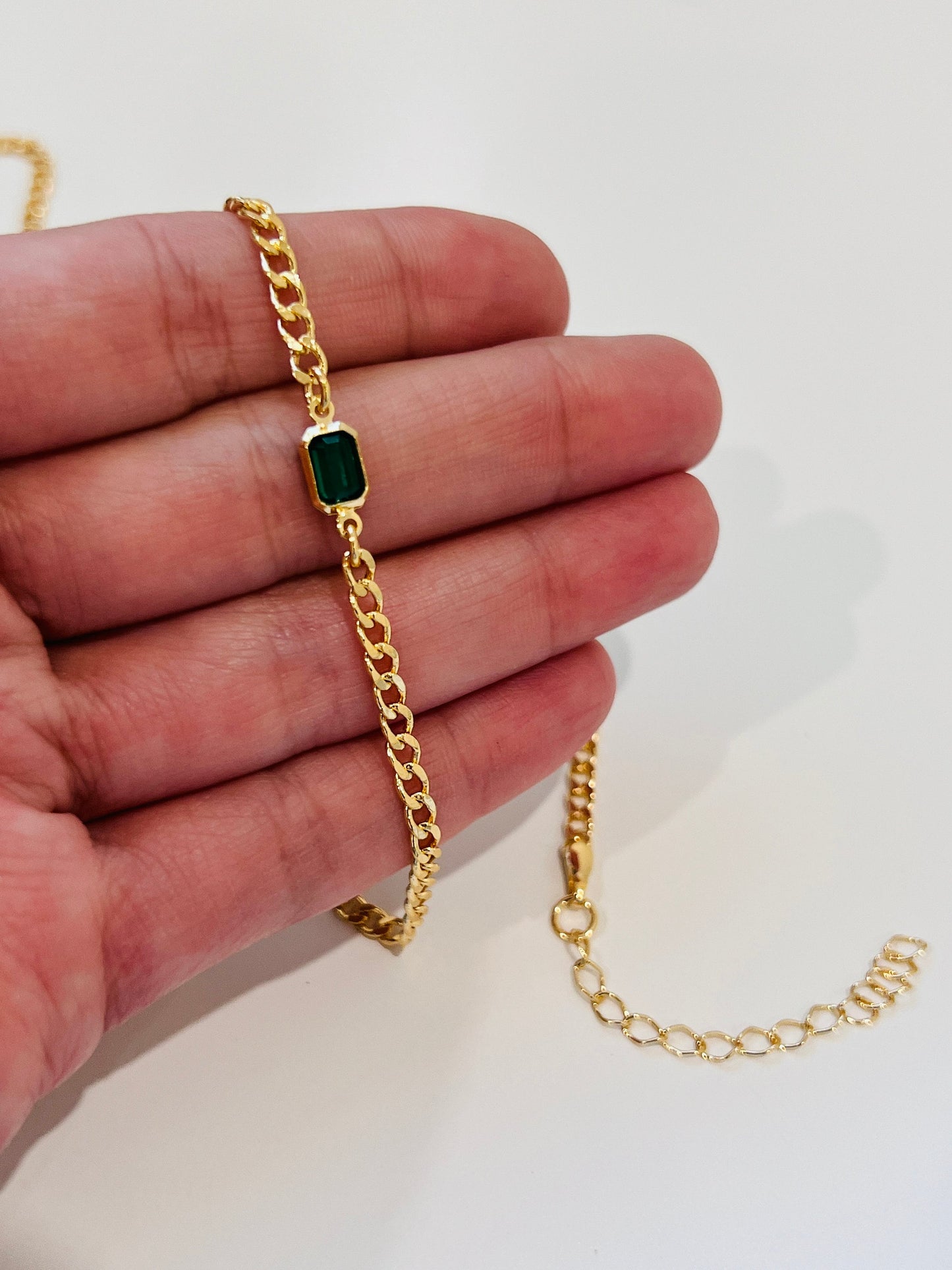 Gold Filled 4mm Curb Gemstone Necklace