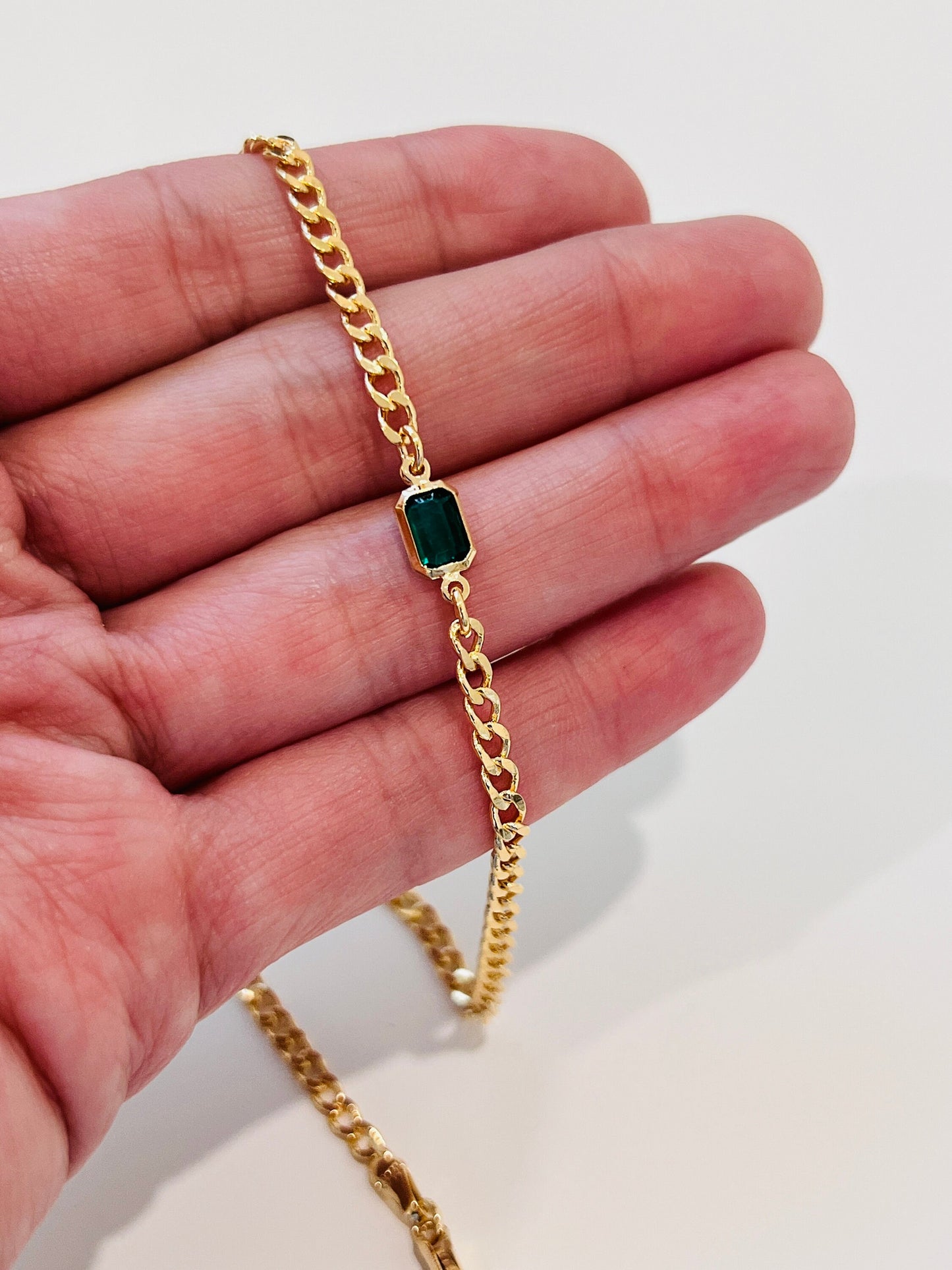 Gold Filled 4mm Curb Gemstone Necklace