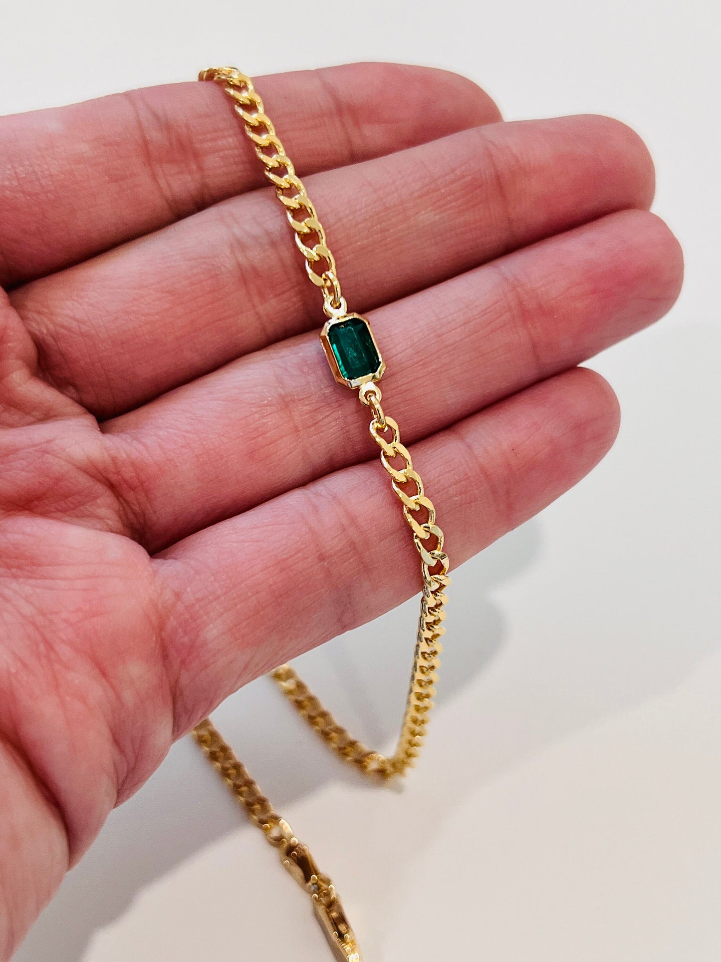 Gold Filled 4mm Curb Gemstone Necklace