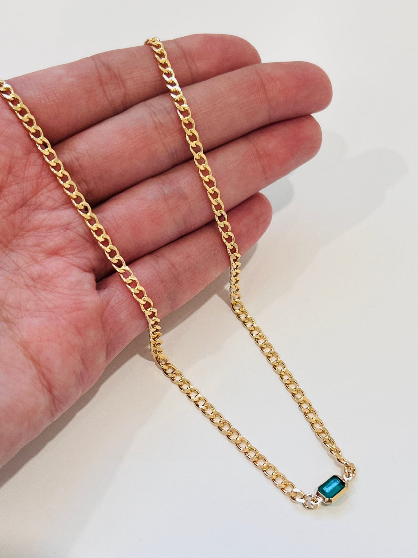 Gold Filled 4mm Curb Gemstone Necklace