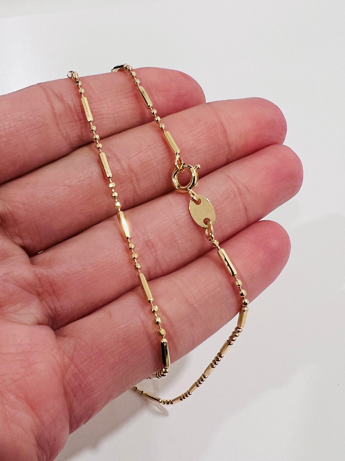 Gold Filled 1.5mm Beaded Link Necklace