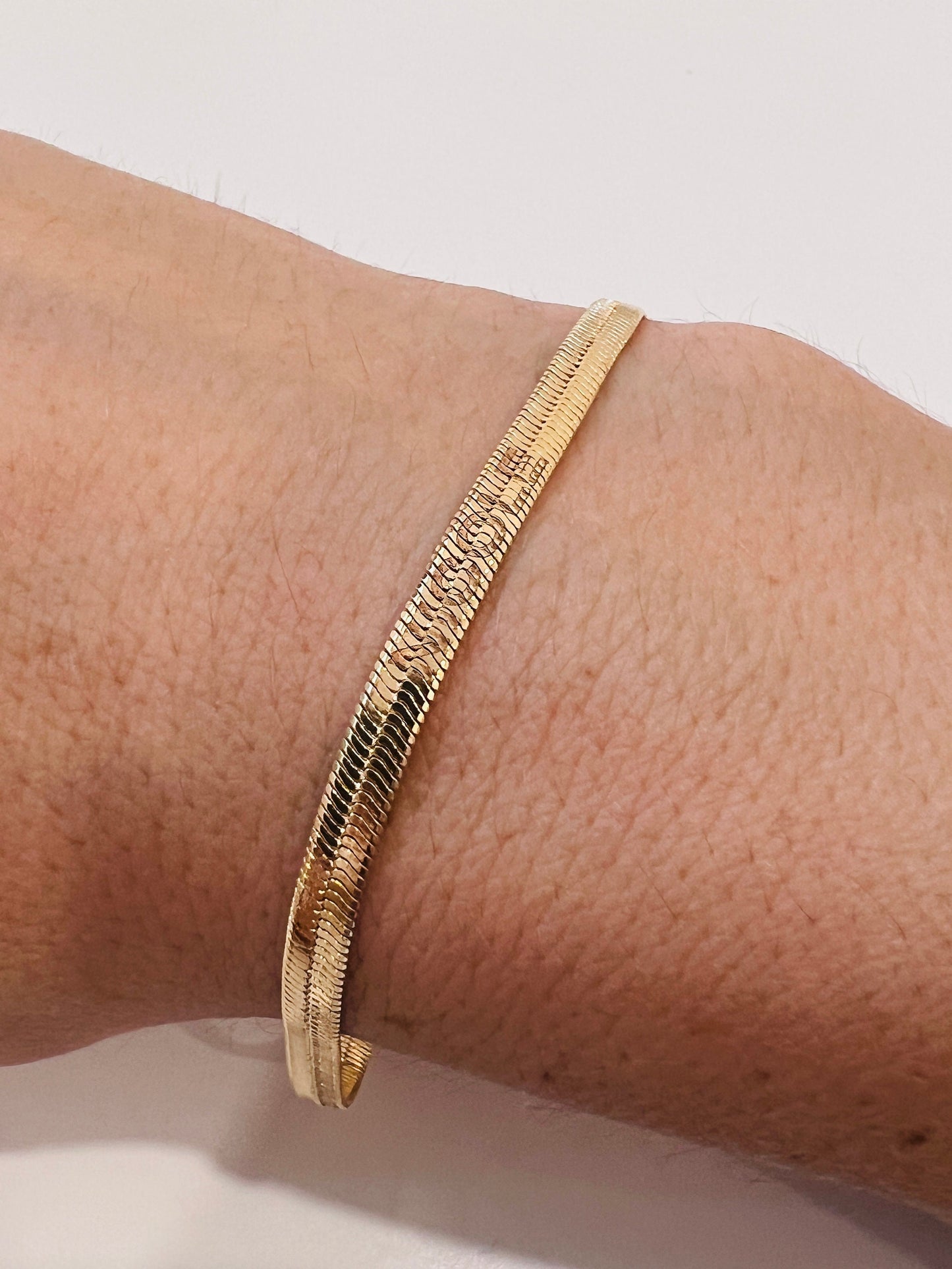 Gold Filled 4mm Engraved Herringbone Bracelet