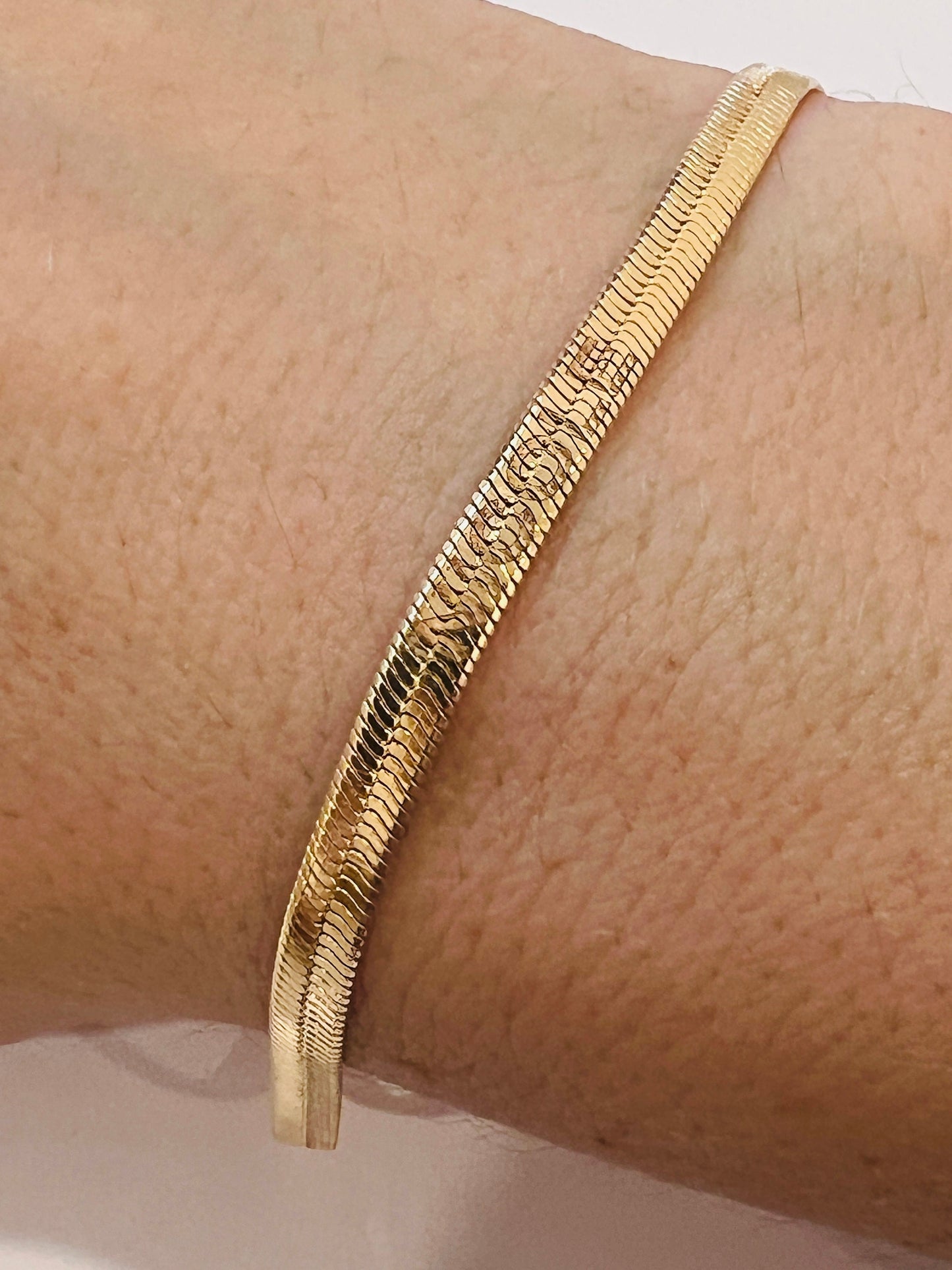 Gold Filled 4mm Engraved Herringbone Bracelet