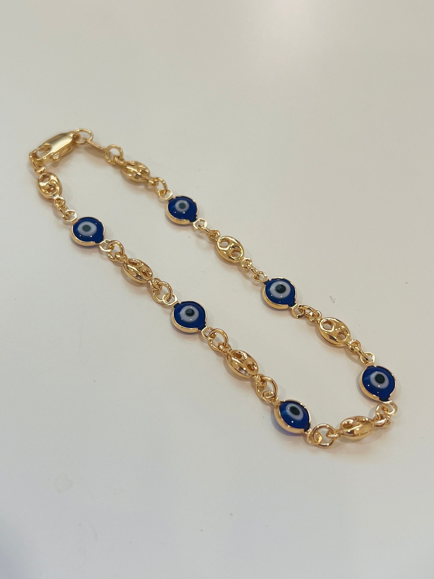 Gold Filled Evil Eye Puff Bracelet