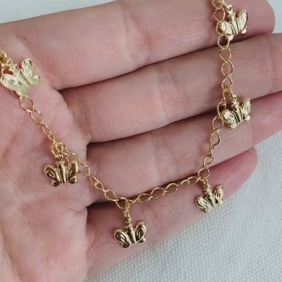 Gold Filled Anklet, Butterfly Anklet, Butterfly Jewelry, Gold Anklet, Ankle Bracelet, Anklet, Chain Anklet,Beach Anklet, Gold Ankle Bracelet