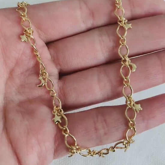 18kt Gold Filled Anklet, Multi Charm Anklet, Chain Anklet, Gold Ankle Bracelet, Dainty Chain Anklet, Chain Ankle Bracelet, Gold Anklet,