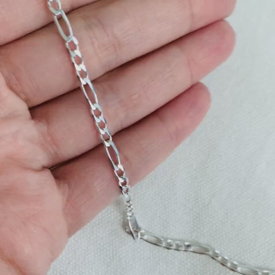 Silver Anklet, Sterling Silver Anklet, Figaro Chain Anklet, Silver Ankle Bracelet,Dainty Chain Anklet,Figaro Chain Ankle Bracelet,925 Silver