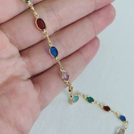 Gold Filled Gemstone Chain Anklet, Gold Layering Anklet, Gold Chain Anklet, Gemstone Anklet 18kt, Dainty Chain Bracelet, Anklets,Gold Anklet