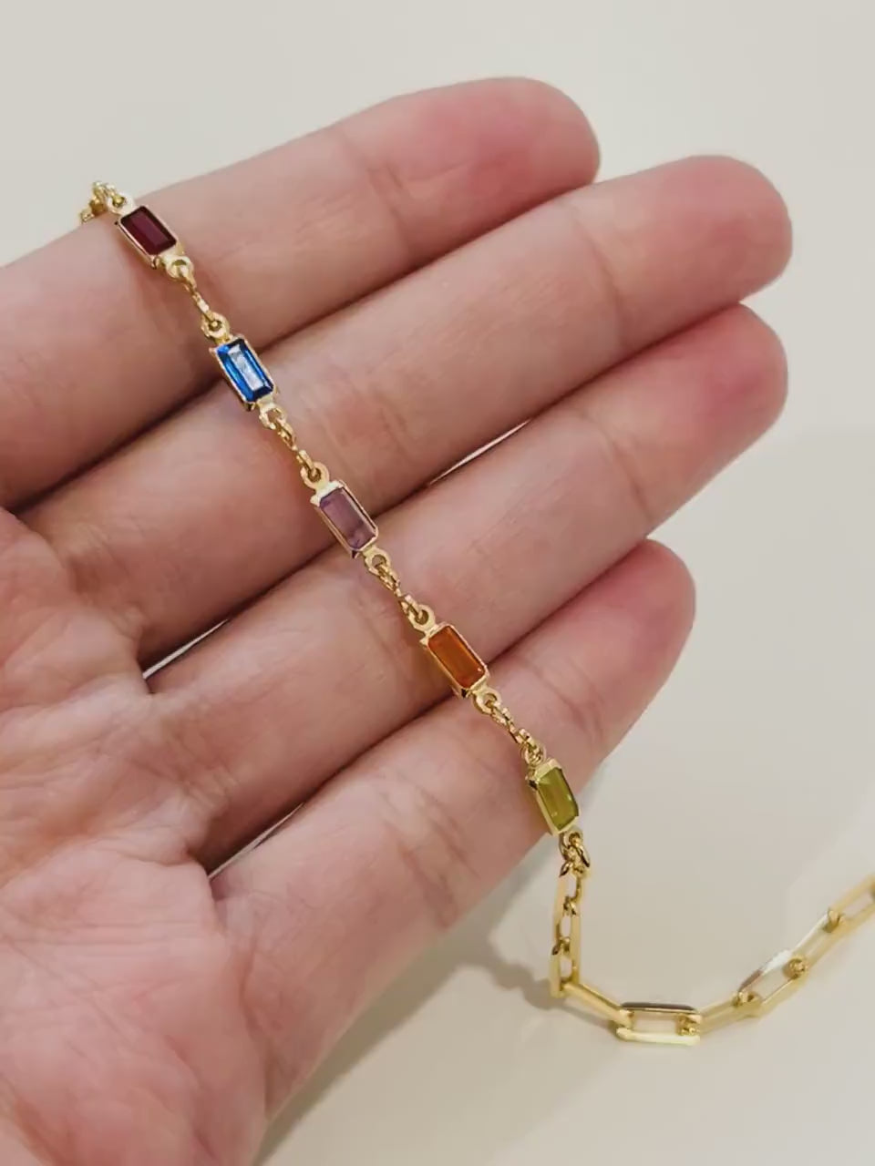 Gold Filled Gemstone Chain Bracelet, Gold Layering Bracelet, Gold Chain Bracelet, Gemstone Bracelet 18kt, Dainty Chain Bracelet, Bracelet