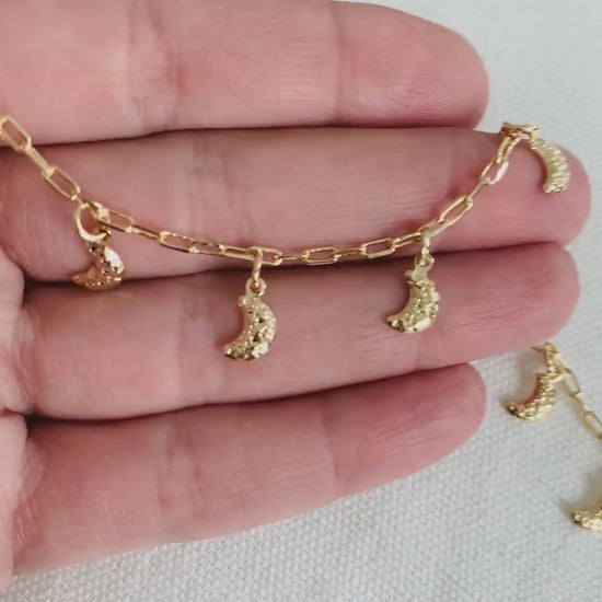 18kt Gold Filled Anklet, Moon Charm Anklet, Chain Anklet, Gold Ankle Bracelet, Dainty Chain Anklet, Chain Ankle Bracelet, Moon Anklet