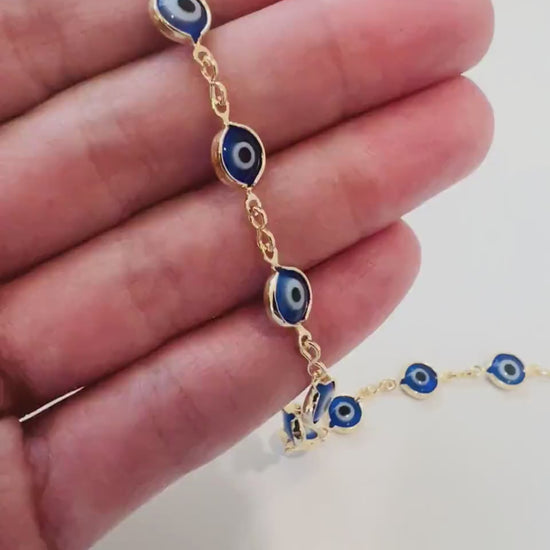 18kt Gold Filled Bracelet, Gold Bracelet, Bracelet, Dainty Chain Bracelet,Evil Eye Bracelet, Lucky Eye, Evil Eye Jewelry