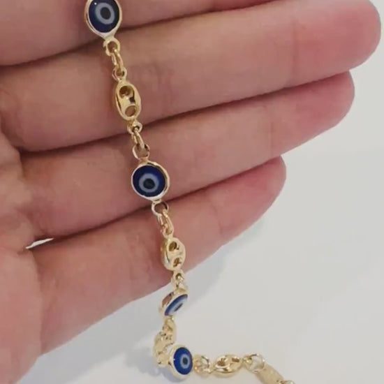 18kt Gold Filled Bracelet, Gold Bracelet, Bracelet, Dainty Chain Bracelet,Evil Eye Bracelet, Lucky Eye, Evil Eye Jewelry