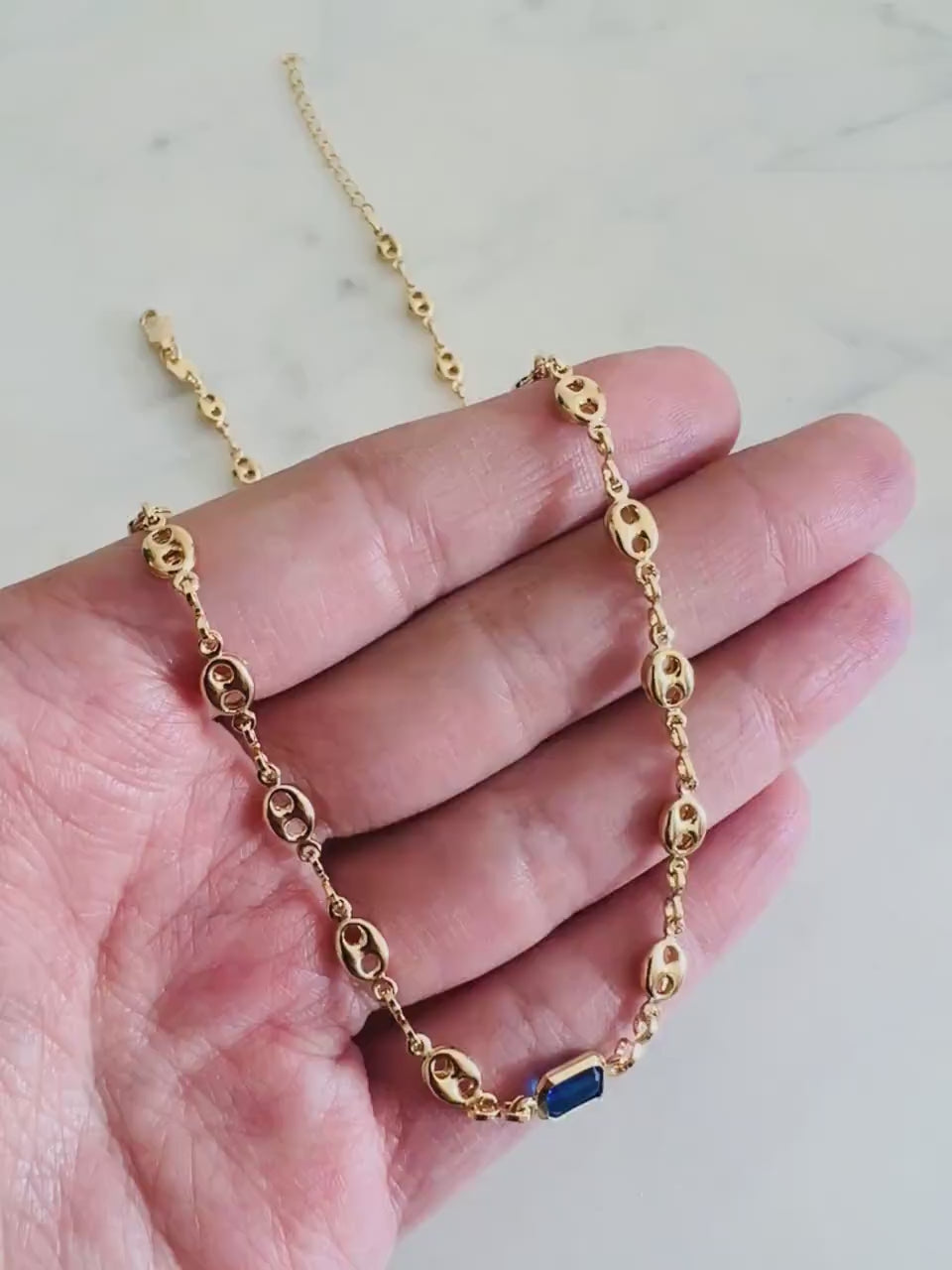 Gold Filled Necklace, Gold Filled Gemstone Necklace, Puff Link Chain, Gold Necklace, Gift for her, Gold Chain Link Necklace, Layering Chain