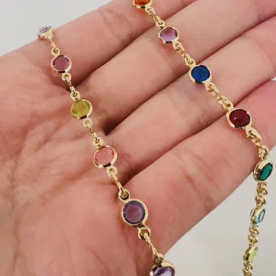 Gold Filled Gemstone Chain Bracelet, Gold Layering Bracelet, Gold Chain Bracelet, Gemstone Bracelet 18kt, Dainty Chain Bracelet, Bracelet