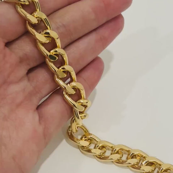 Gold Filled Curb Chain Bracelet, Gold Layering Bracelet, Gold Chain Bracelet, Curb Chain Bracelet 18kt, Chunky Chain Bracelet, Gift for Her