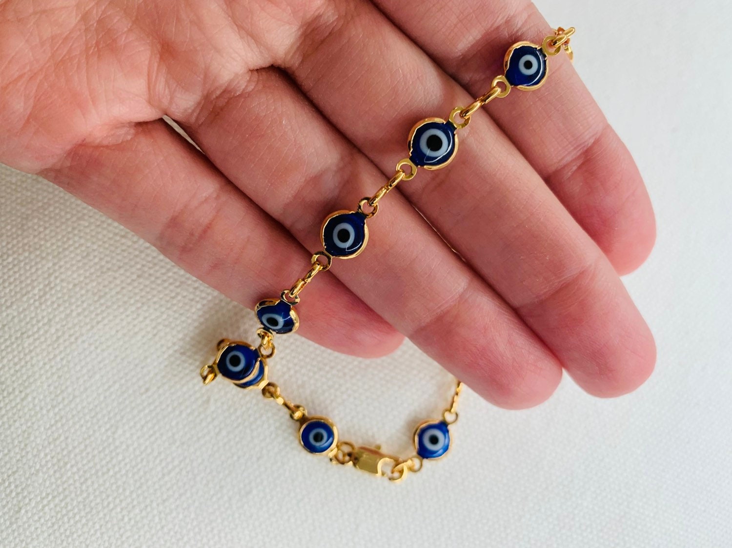 18kt Gold Filled Bracelet, Gold Bracelet, Bracelet, Dainty Chain Bracelet,Evil Eye Bracelet, Lucky Eye, Evil Eye Jewelry