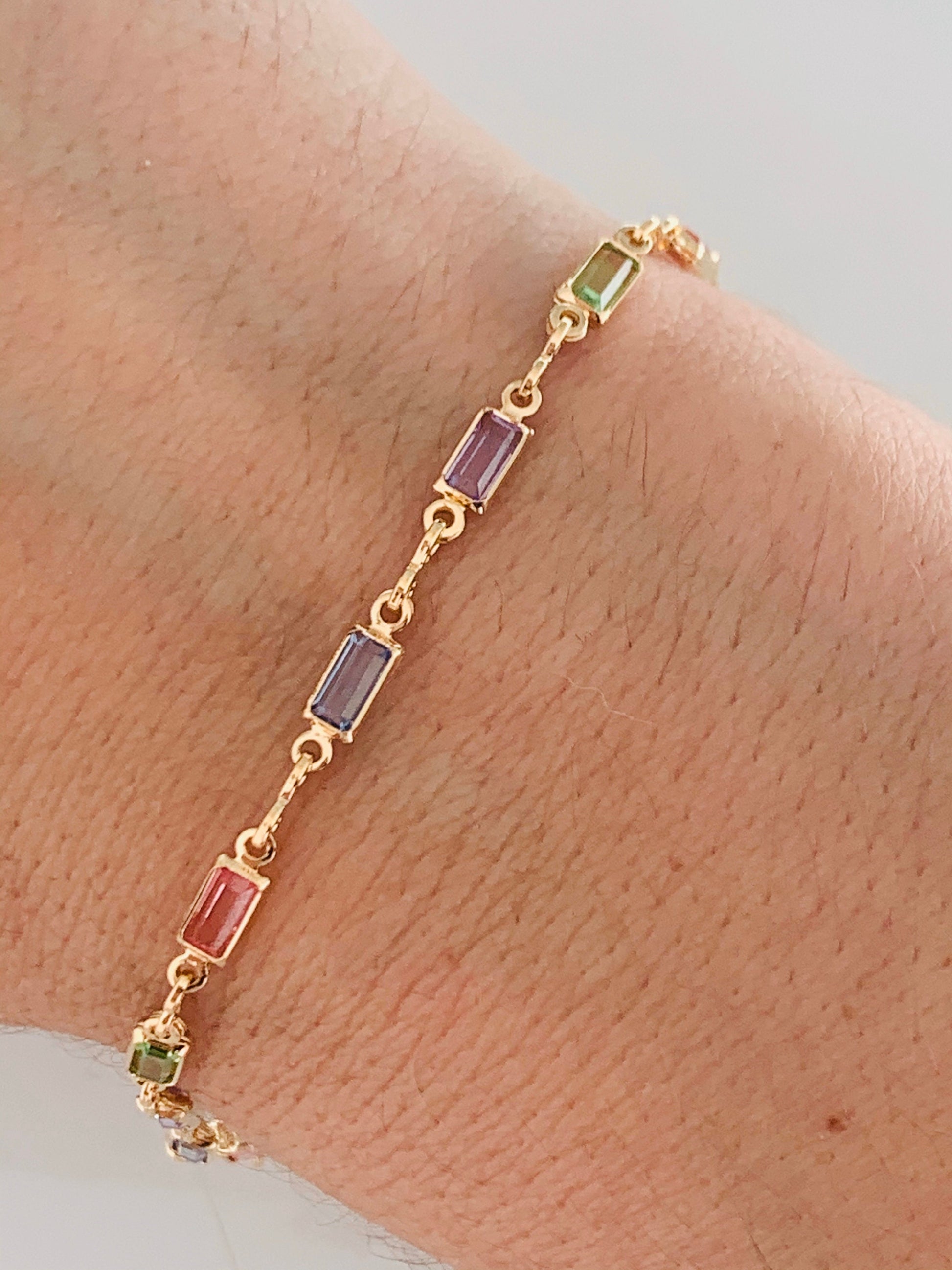 Gold Filled Gemstone Chain Bracelet, Gold Layering Bracelet, Gold Chain Bracelet, Gemstone Bracelet,Dainty Chain Bracelet,Bracelets,Bracelet