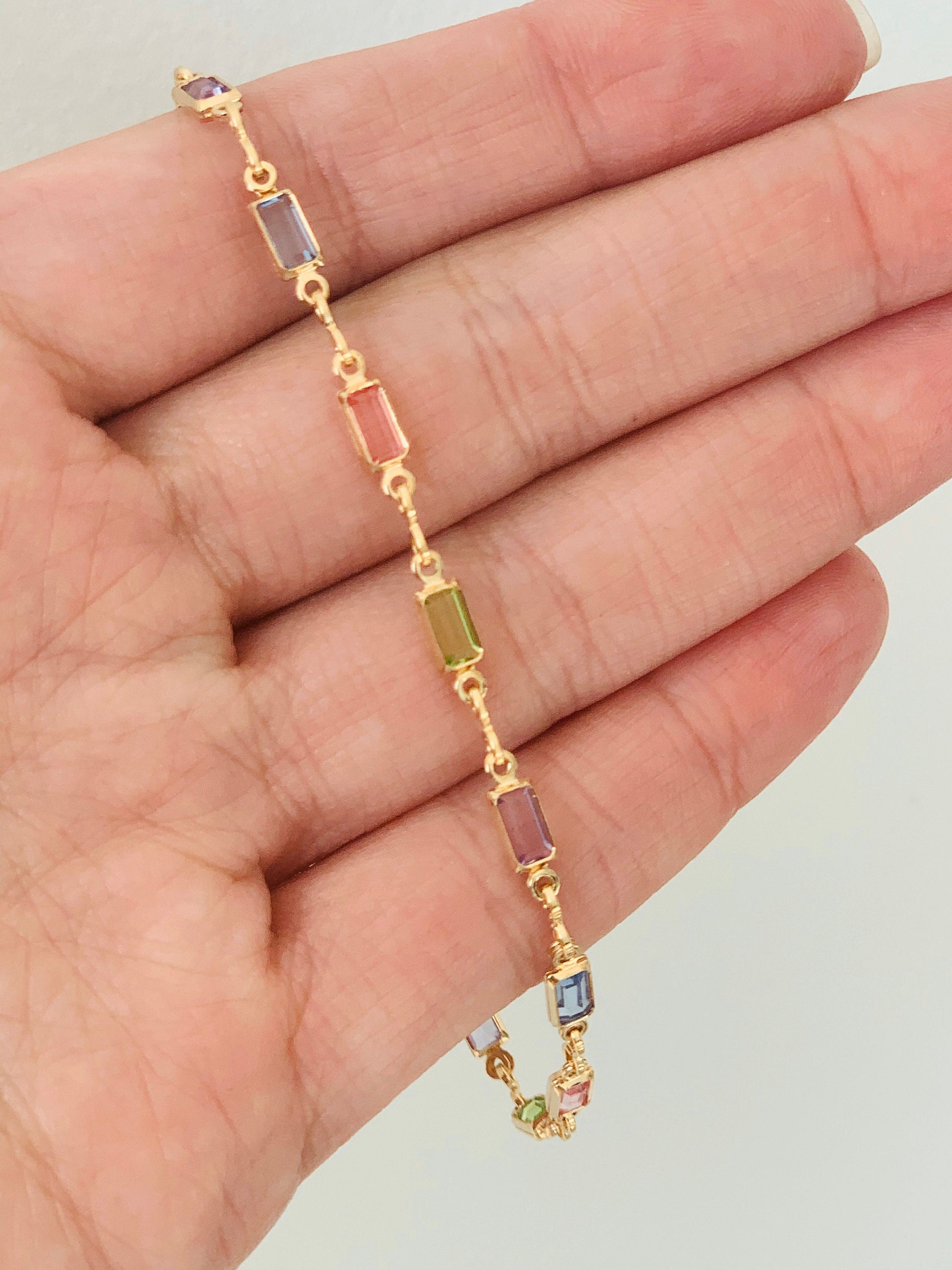 Gold Filled Gemstone Chain Bracelet, Gold Layering Bracelet, Gold Chain Bracelet, Gemstone Bracelet,Dainty Chain Bracelet,Bracelets,Bracelet