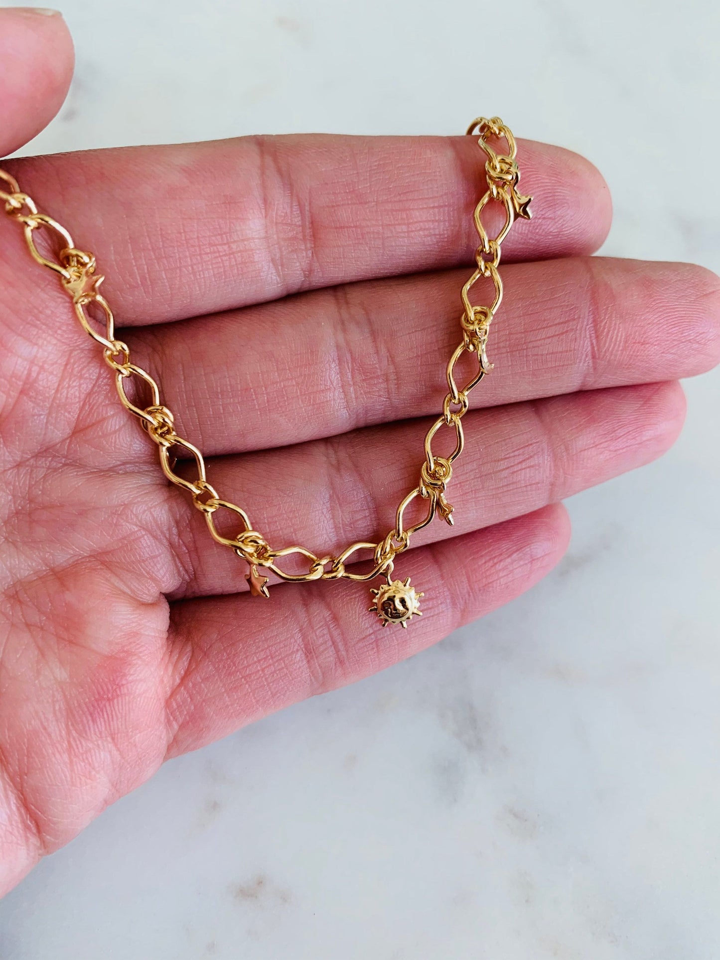 18kt Gold Filled Anklet, Multi Charm Anklet, Chain Anklet, Gold Ankle Bracelet, Dainty Chain Anklet, Chain Ankle Bracelet, Gold Anklet,