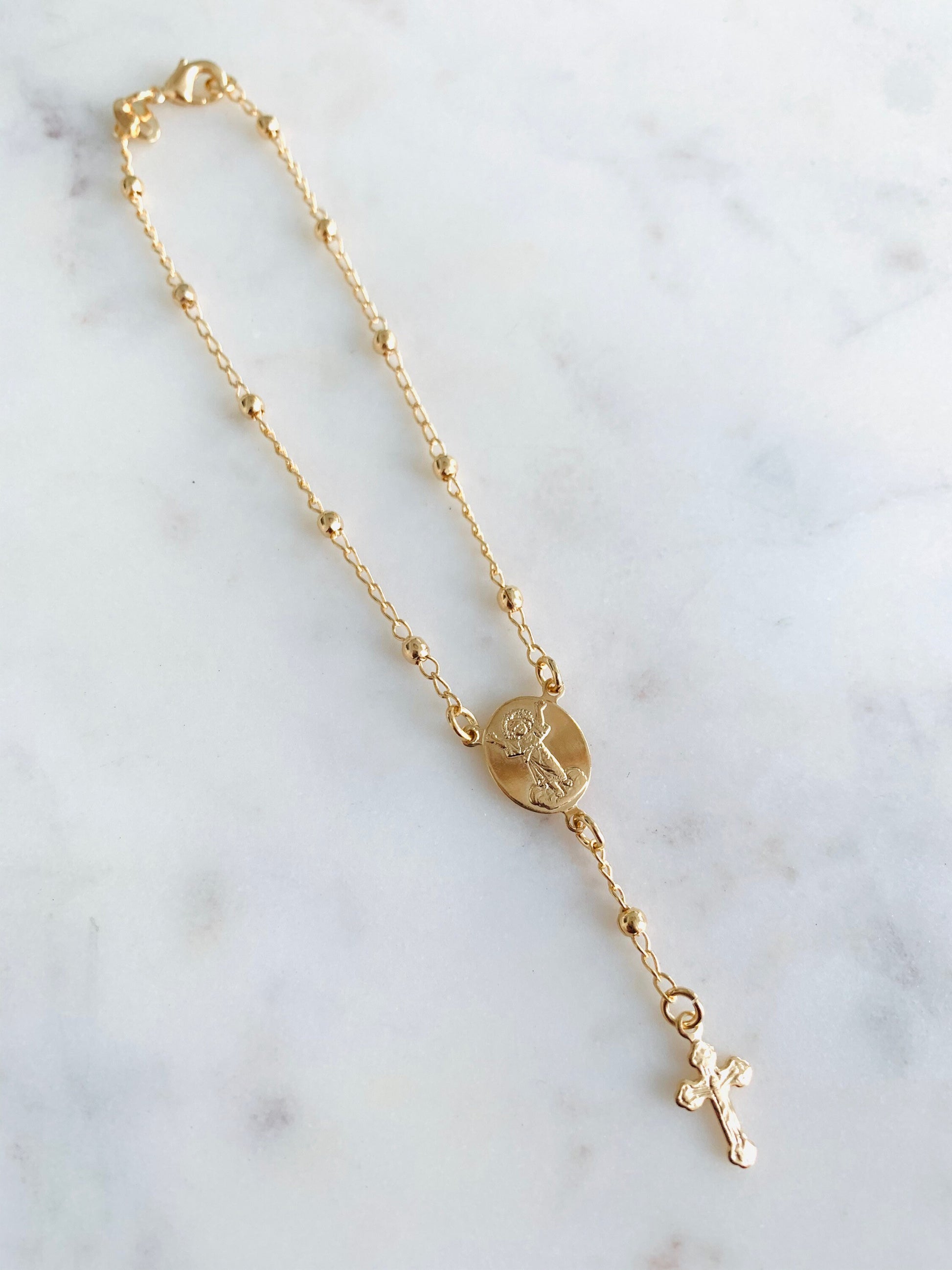 Rosary Bracelet,Cross Bracelet, Cross Jewelry, Cross Bracelet Woman, Gold Filled Bracelet, Dainty Bracelet, Layering Bracelet, Dainty Cross