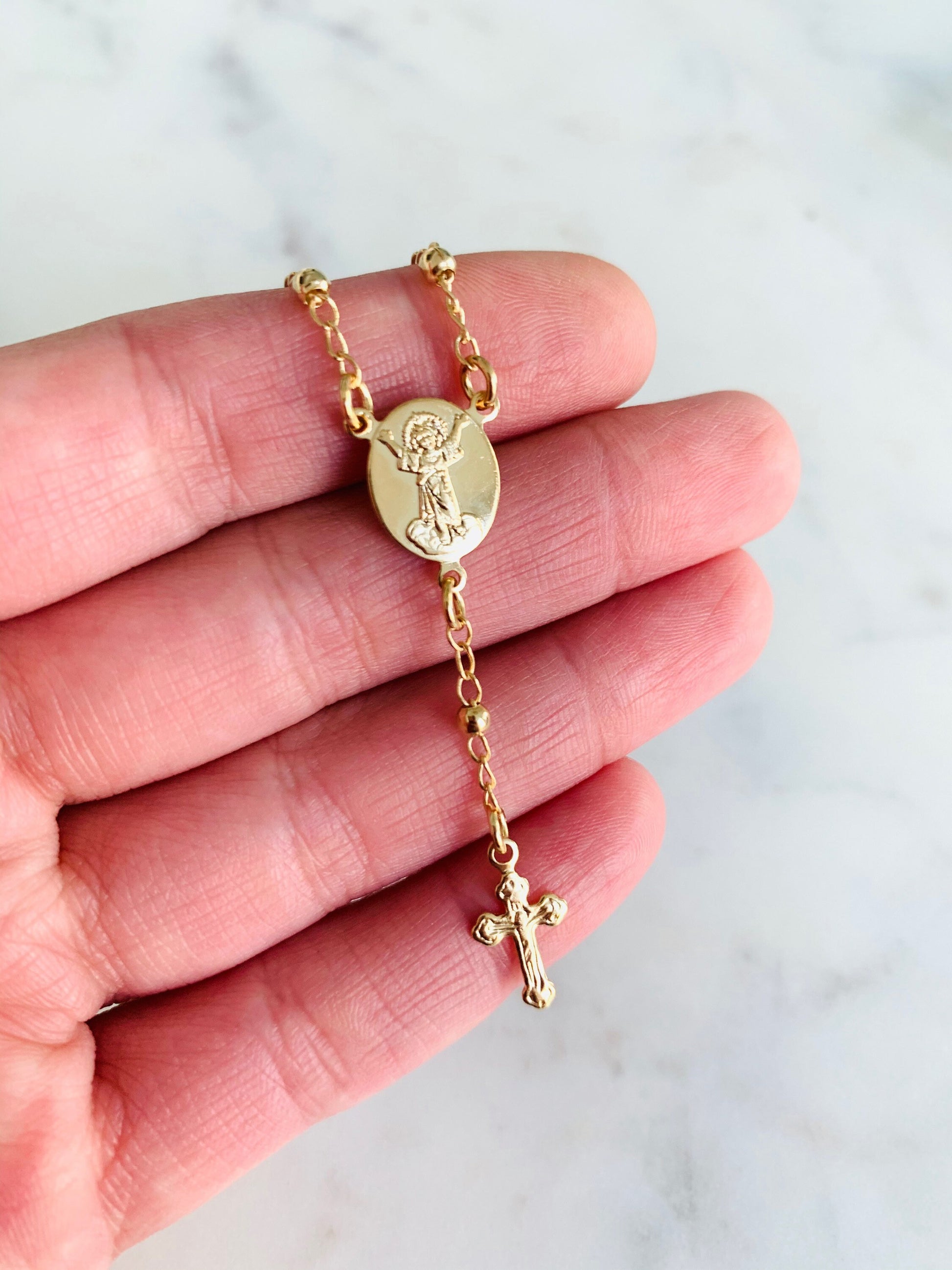 Rosary Bracelet,Cross Bracelet, Cross Jewelry, Cross Bracelet Woman, Gold Filled Bracelet, Dainty Bracelet, Layering Bracelet, Dainty Cross