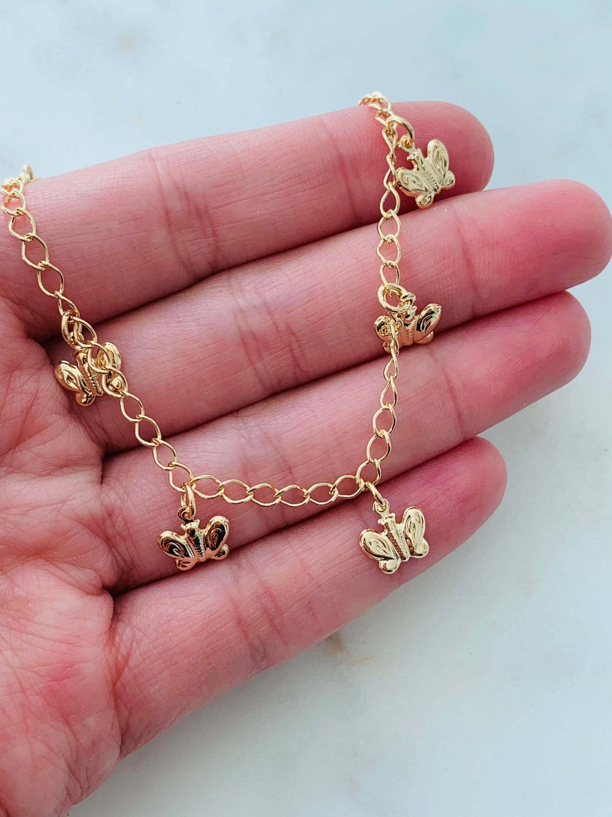 Gold Filled Anklet, Butterfly Anklet, Butterfly Jewelry, Gold Anklet, Ankle Bracelet, Anklet, Chain Anklet,Beach Anklet, Gold Ankle Bracelet