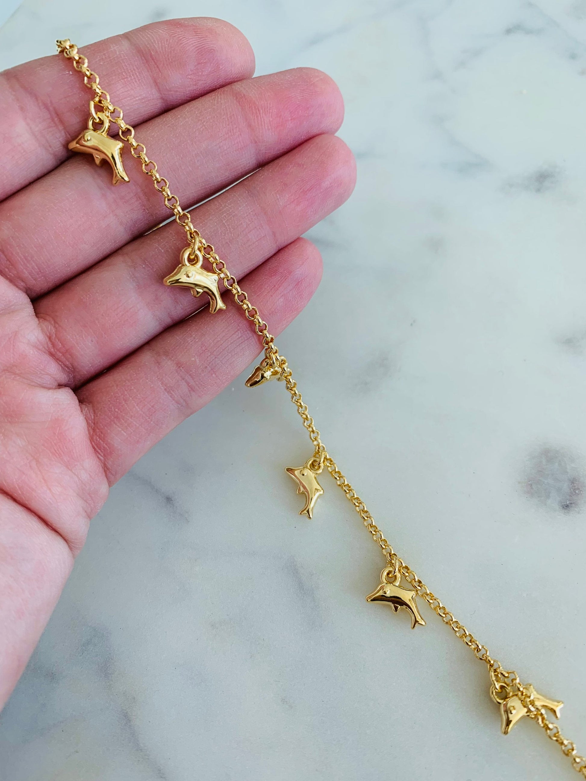 Dolphin Bracelet, 18kt Gold Filled Bracelet, Gold Bracelet,Gold Bracelet,Dainty Chain Bracelet,Beach Bracelet,Boho Bracelet,Layering Anklet