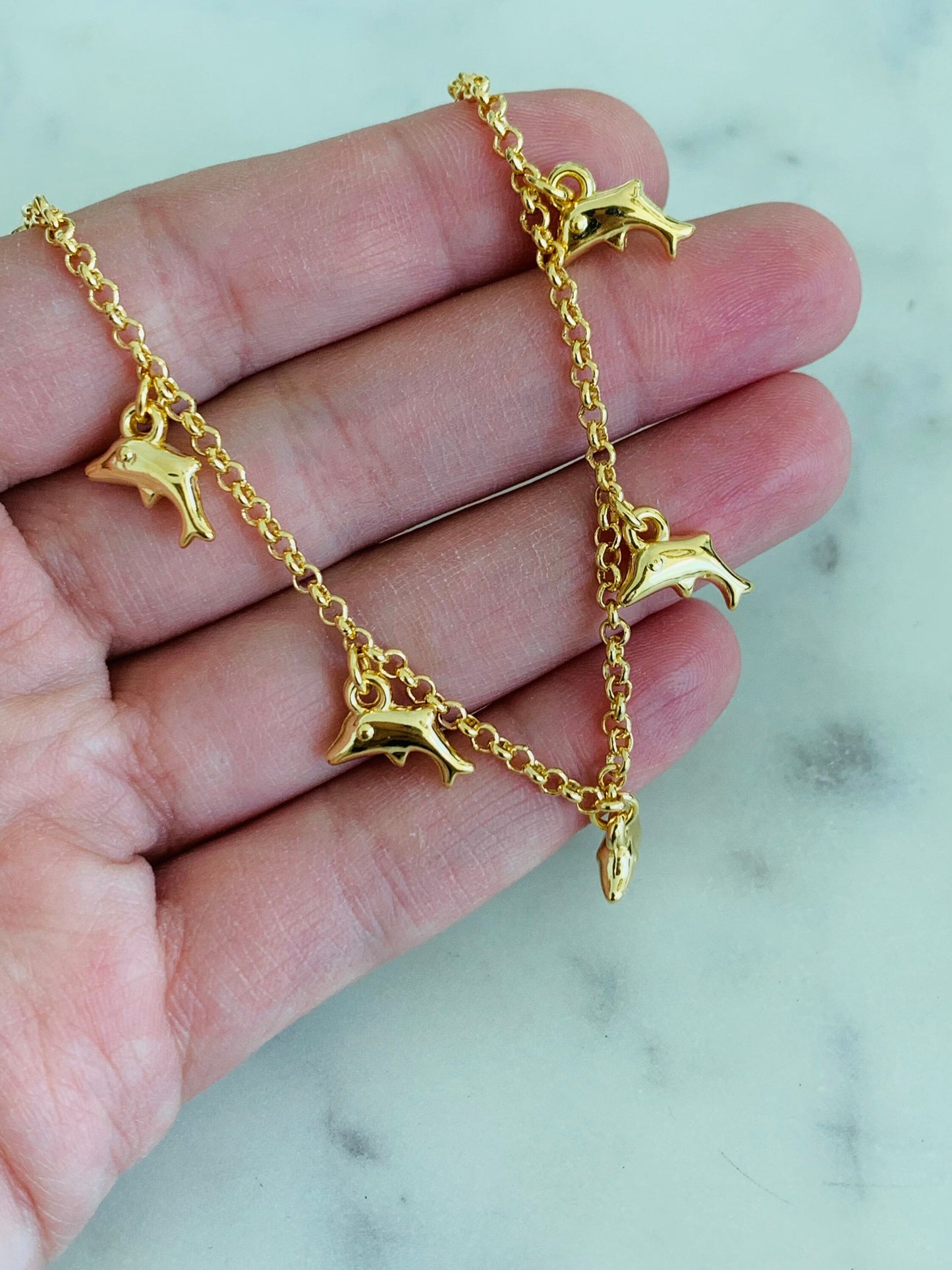 Dolphin Bracelet, 18kt Gold Filled Bracelet, Gold Bracelet,Gold Bracelet,Dainty Chain Bracelet,Beach Bracelet,Boho Bracelet,Layering Anklet