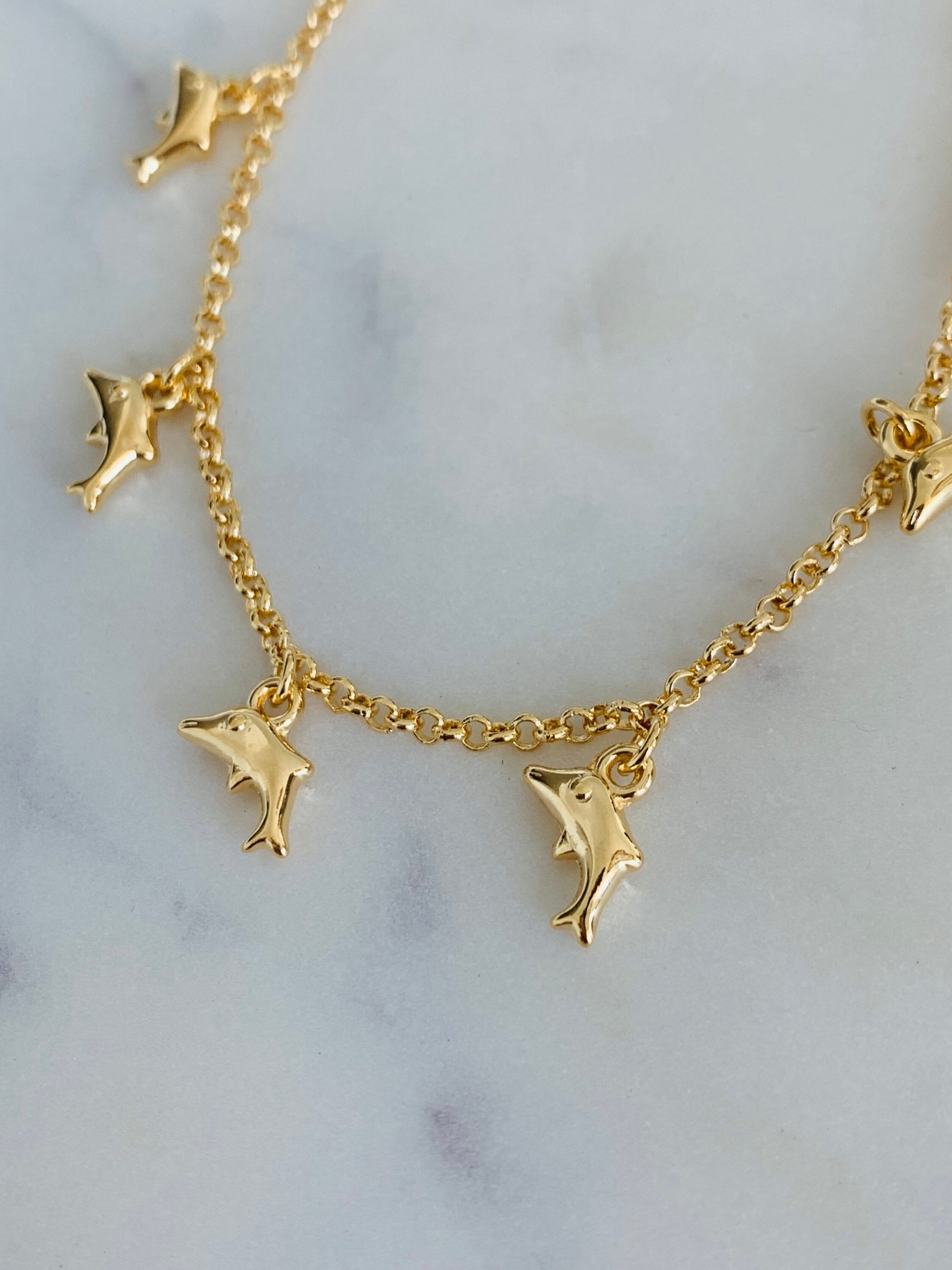 Dolphin Bracelet, 18kt Gold Filled Bracelet, Gold Bracelet,Gold Bracelet,Dainty Chain Bracelet,Beach Bracelet,Boho Bracelet,Layering Anklet