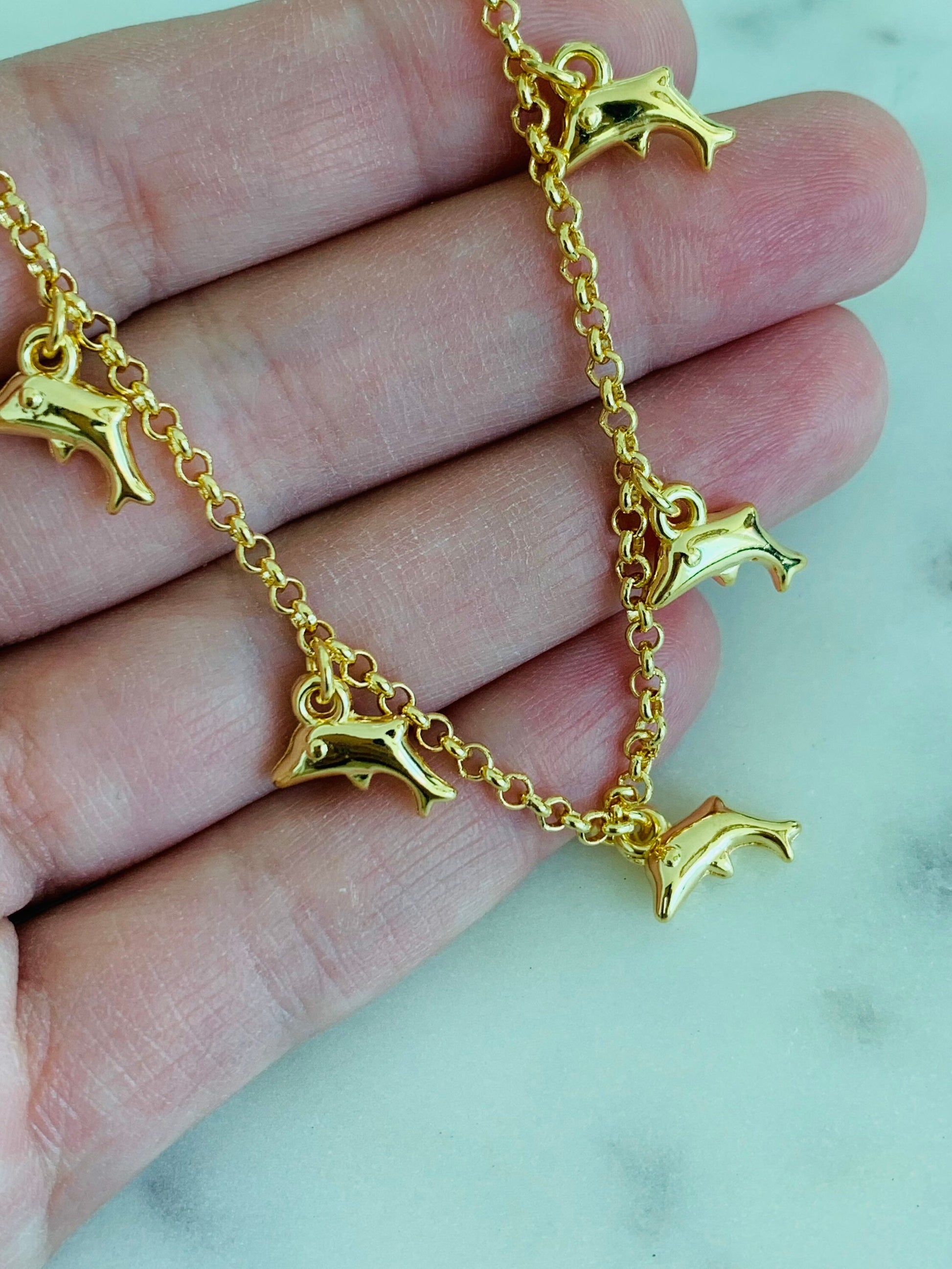 Dolphin Bracelet, 18kt Gold Filled Bracelet, Gold Bracelet,Gold Bracelet,Dainty Chain Bracelet,Beach Bracelet,Boho Bracelet,Layering Anklet