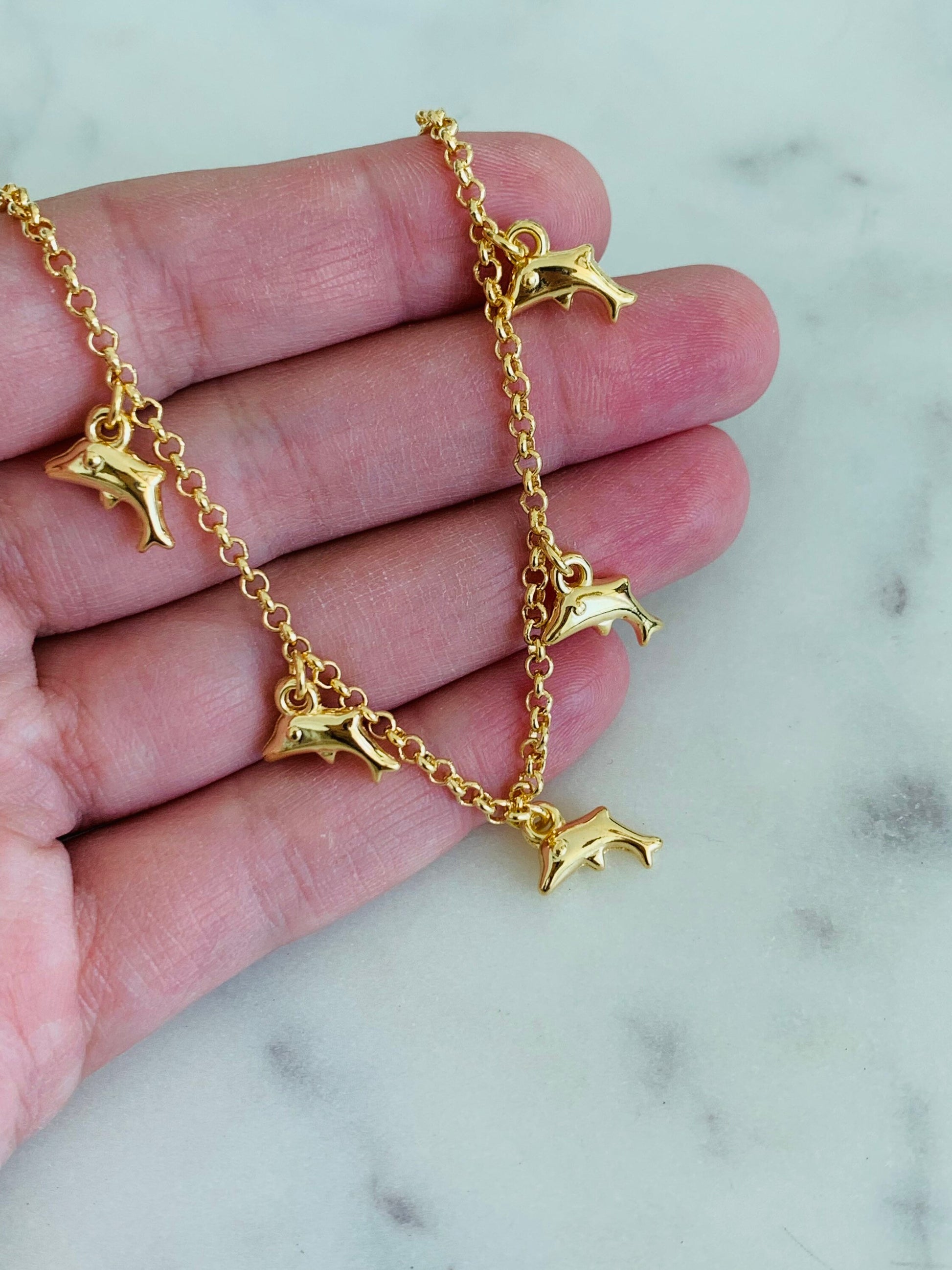 Dolphin Bracelet, 18kt Gold Filled Bracelet, Gold Bracelet,Gold Bracelet,Dainty Chain Bracelet,Beach Bracelet,Boho Bracelet,Layering Anklet