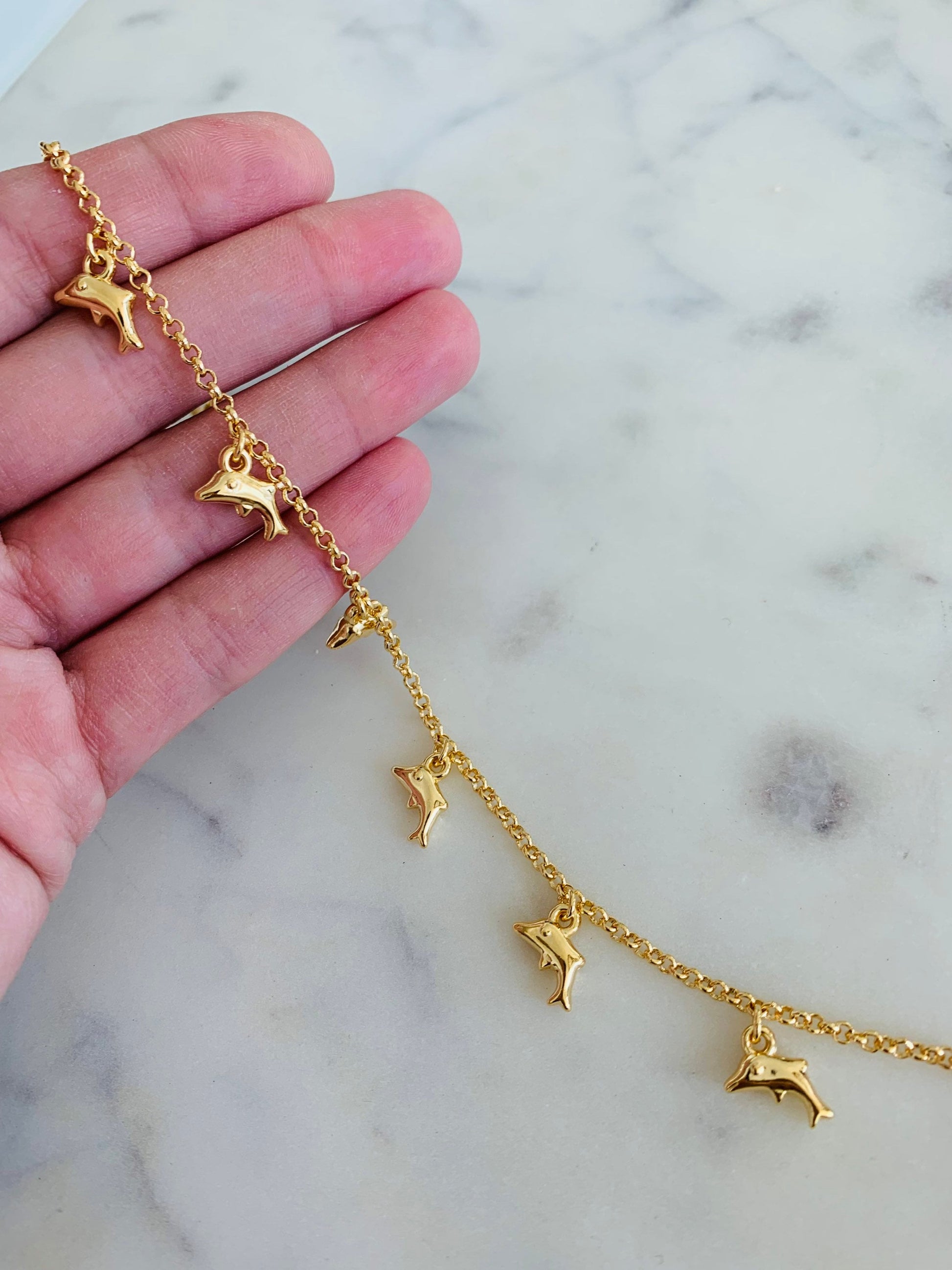 Dolphin Bracelet, 18kt Gold Filled Bracelet, Gold Bracelet,Gold Bracelet,Dainty Chain Bracelet,Beach Bracelet,Boho Bracelet,Layering Anklet