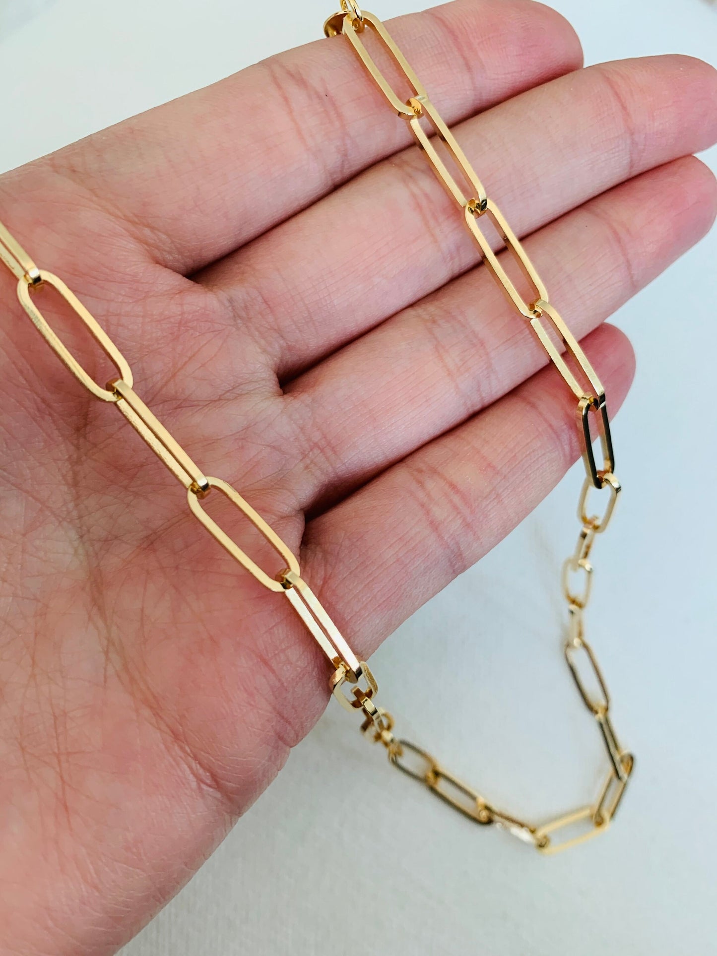 Paper Clip Chain, Gold Filled Necklace,Gold Filled Jewelry,Layering Necklace, Women's Necklace, Gold Filled Chain,Cable Link Chain,Rectangle