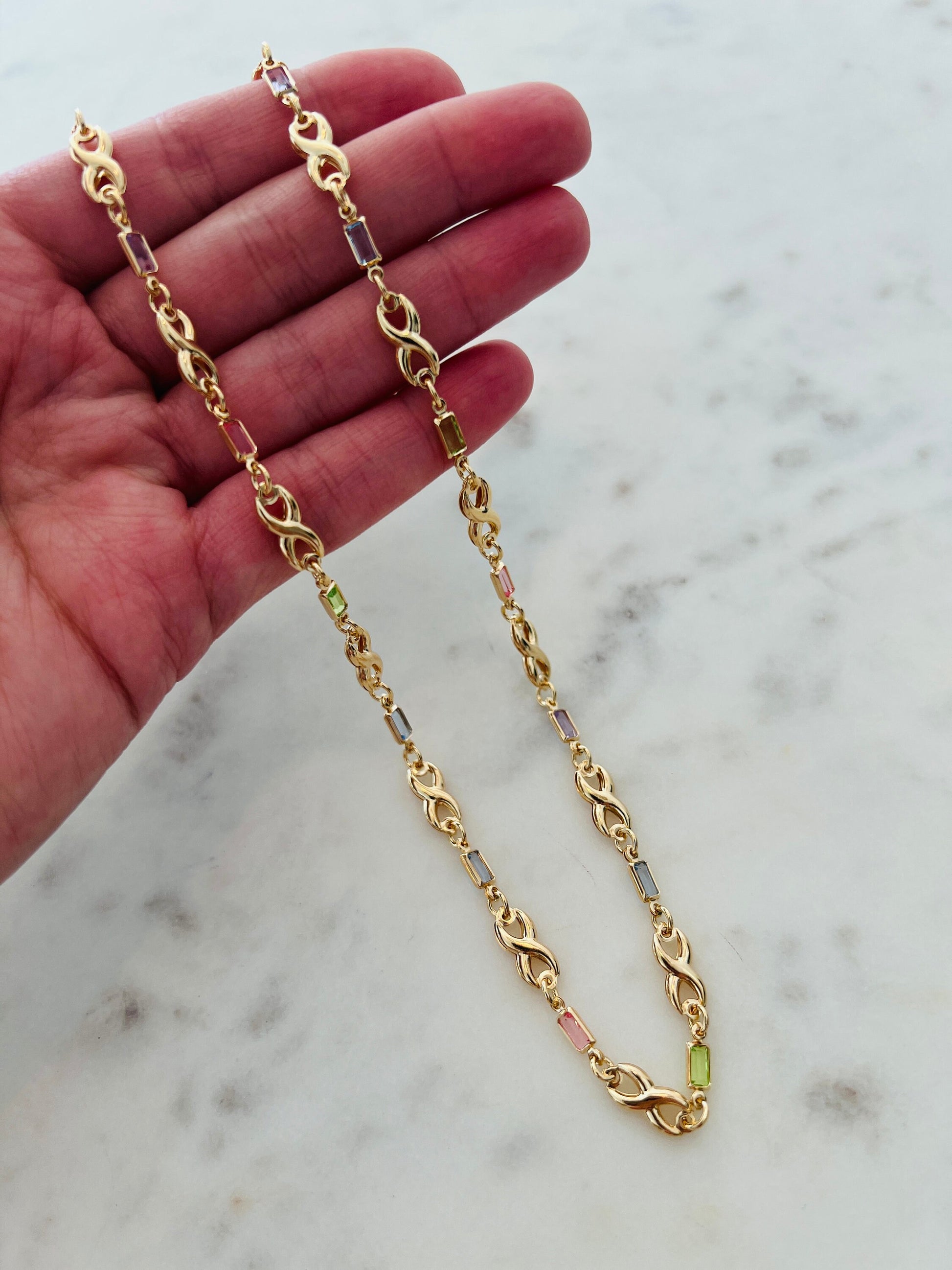 Gold Filled Necklace Gold Necklace Colorful Necklace Stone Necklace Gemstone Necklace Crystal Necklace Dainty Necklace,Infinity Necklace