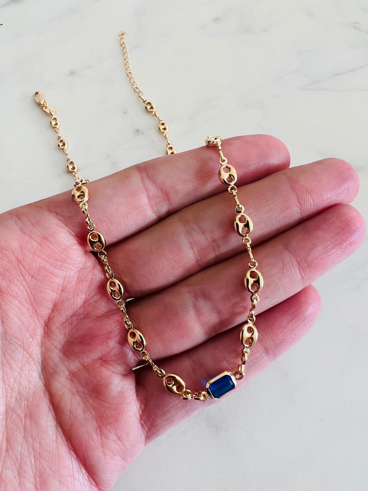 Gold Filled Necklace, Gold Filled Gemstone Necklace, Puff Link Chain, Gold Necklace, Gift for her, Gold Chain Link Necklace, Layering Chain