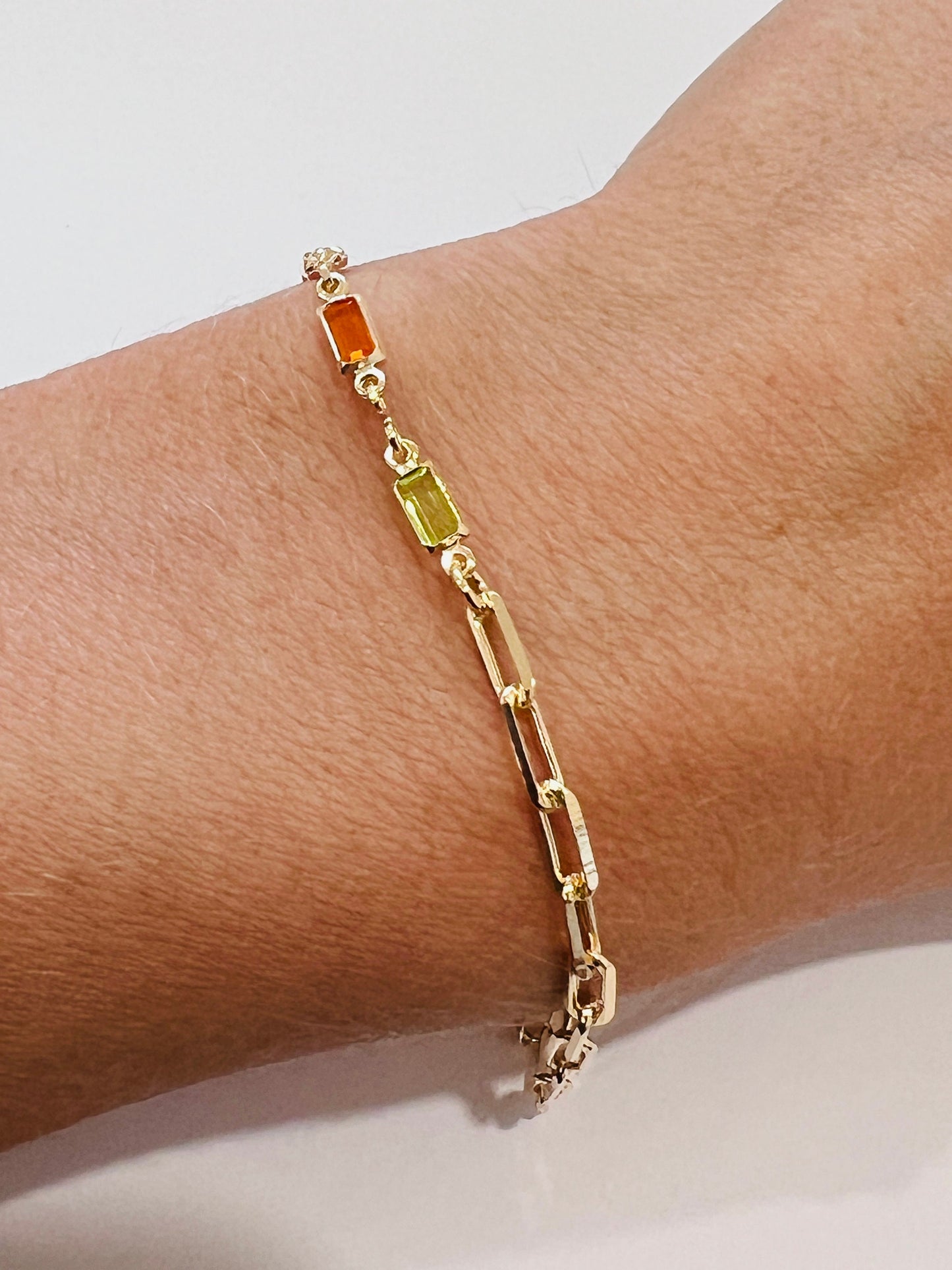 Gold Filled Gemstone Chain Bracelet, Gold Layering Bracelet, Gold Chain Bracelet, Gemstone Bracelet 18kt, Dainty Chain Bracelet, Bracelet