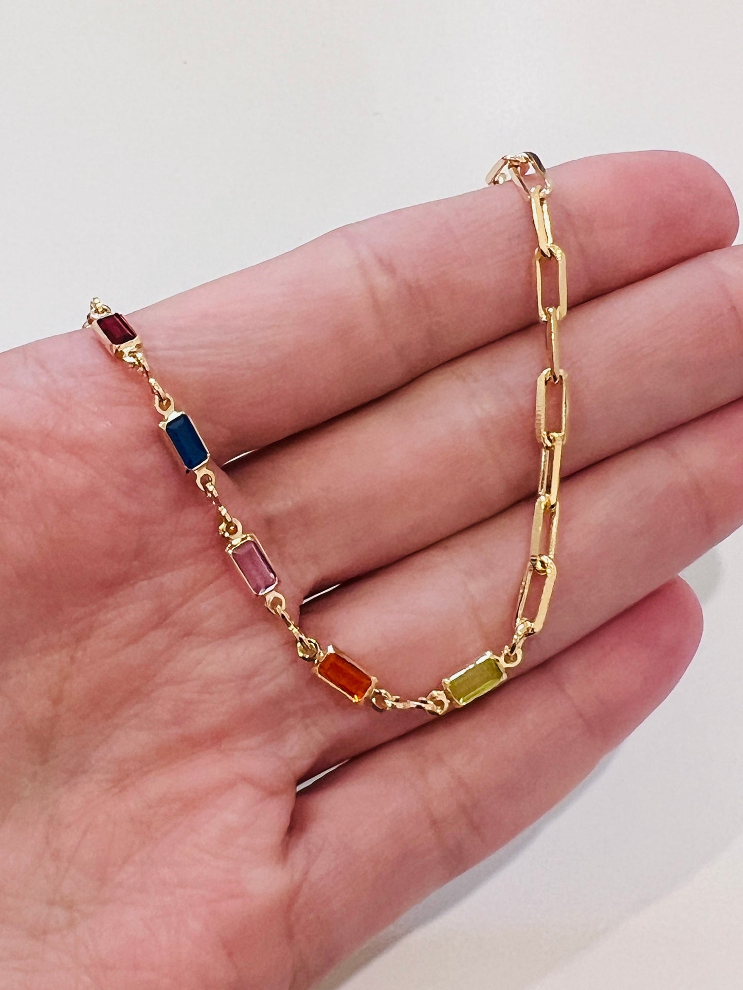 Gold Filled Gemstone Chain Bracelet, Gold Layering Bracelet, Gold Chain Bracelet, Gemstone Bracelet 18kt, Dainty Chain Bracelet, Bracelet