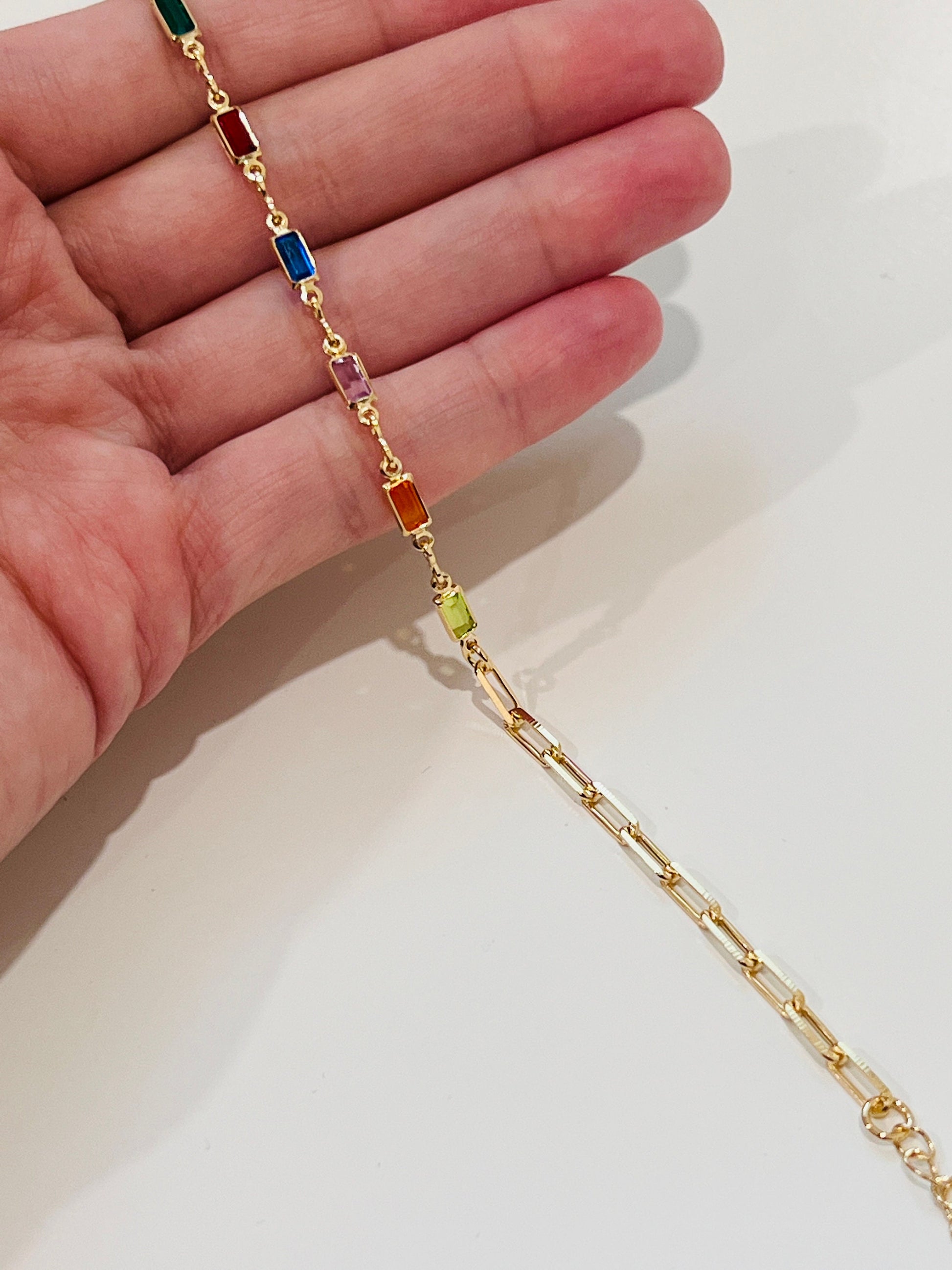 Gold Filled Gemstone Chain Bracelet, Gold Layering Bracelet, Gold Chain Bracelet, Gemstone Bracelet 18kt, Dainty Chain Bracelet, Bracelet