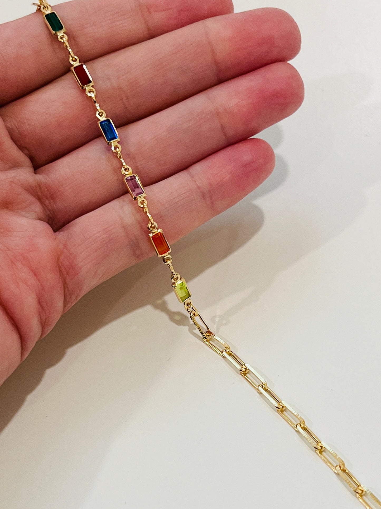 Gold Filled Gemstone Chain Bracelet, Gold Layering Bracelet, Gold Chain Bracelet, Gemstone Bracelet 18kt, Dainty Chain Bracelet, Bracelet