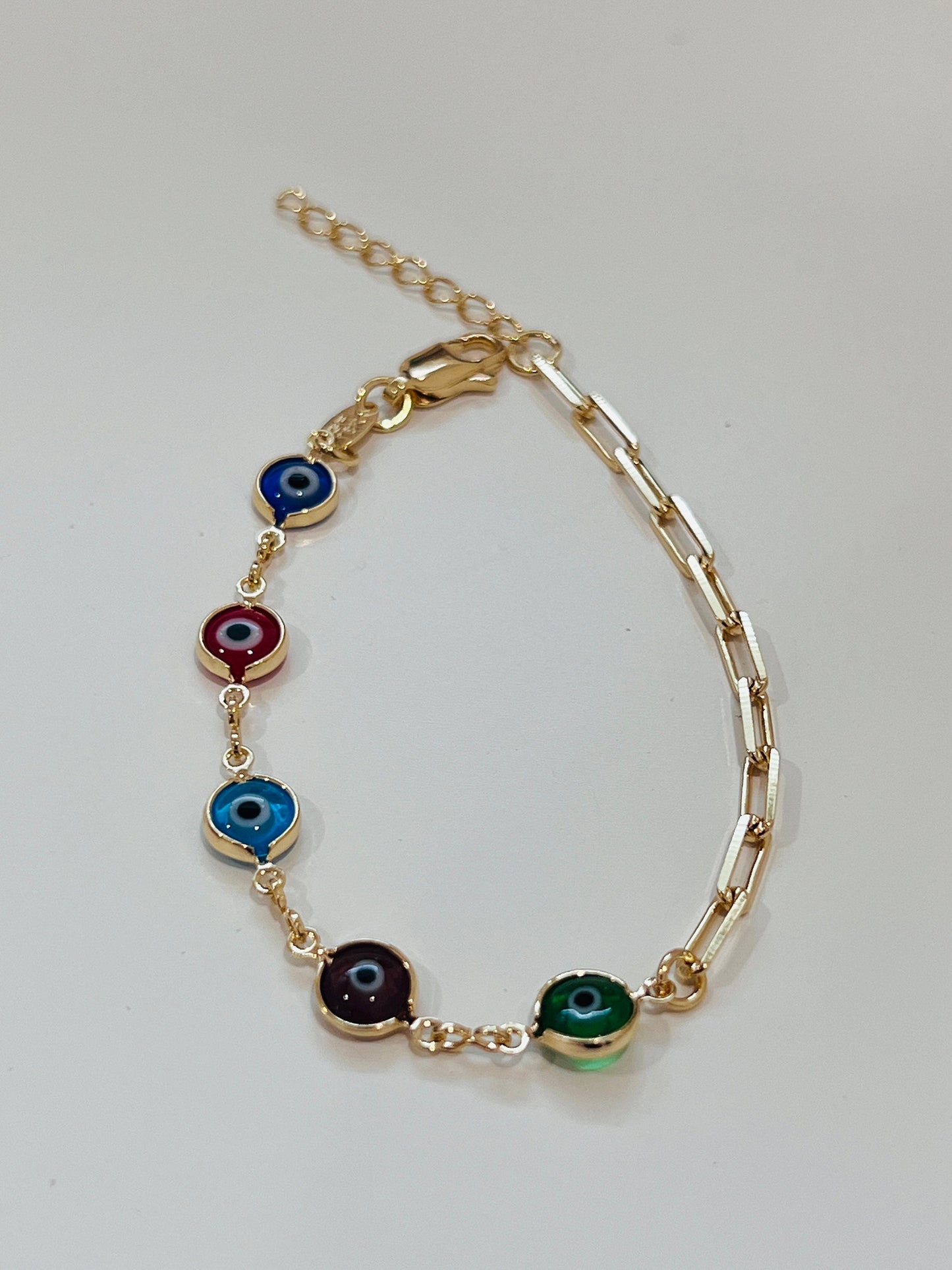 Gold Filled Evil Eye Chain Bracelet, Gold Layering Bracelet, Gold Chain Bracelet, Lucky Eye Bracelet 18kt, Dainty Chain Bracelet, Bracelet